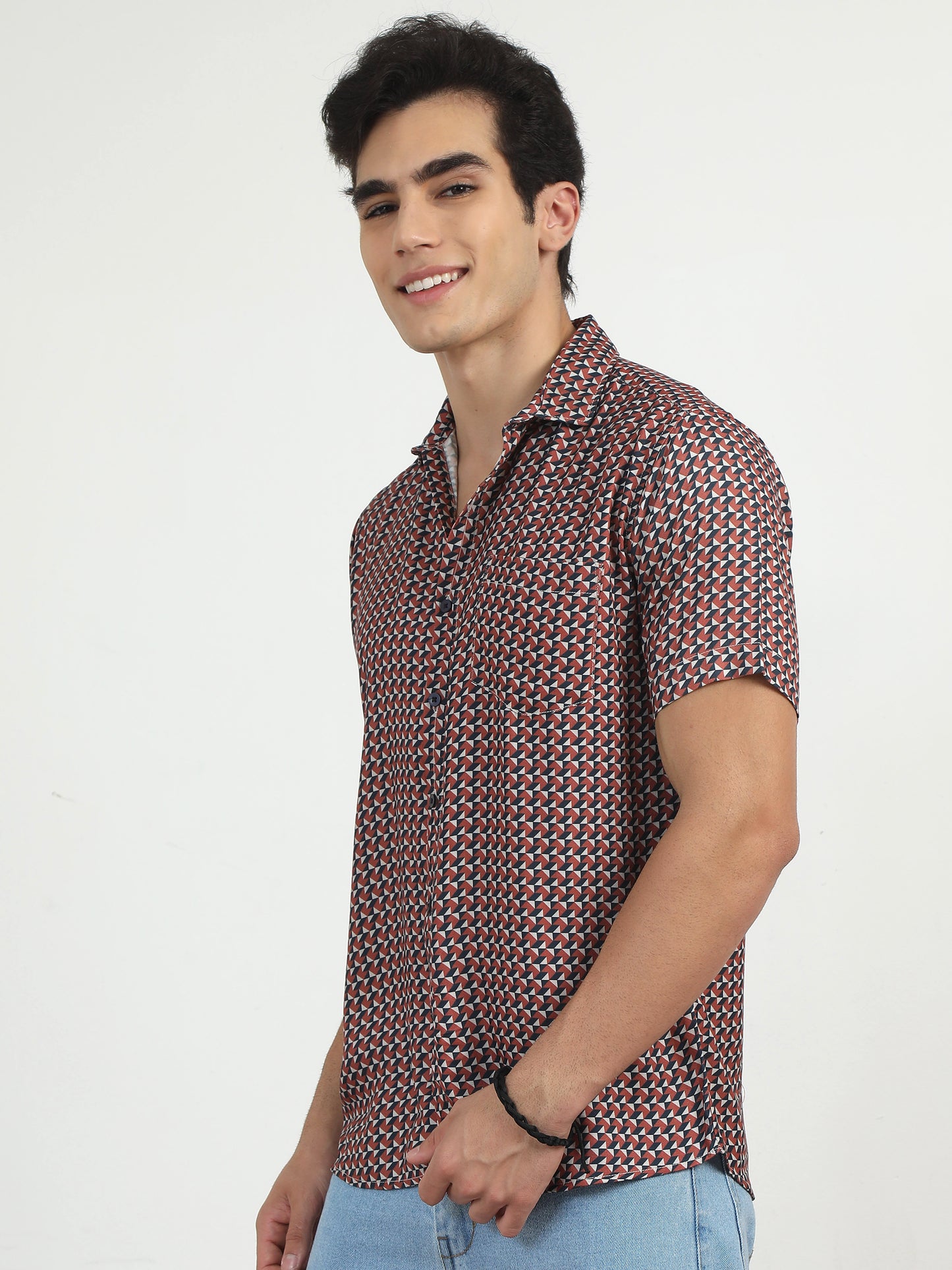 Reddish Digital Printed Half Sleeve Shirts for men