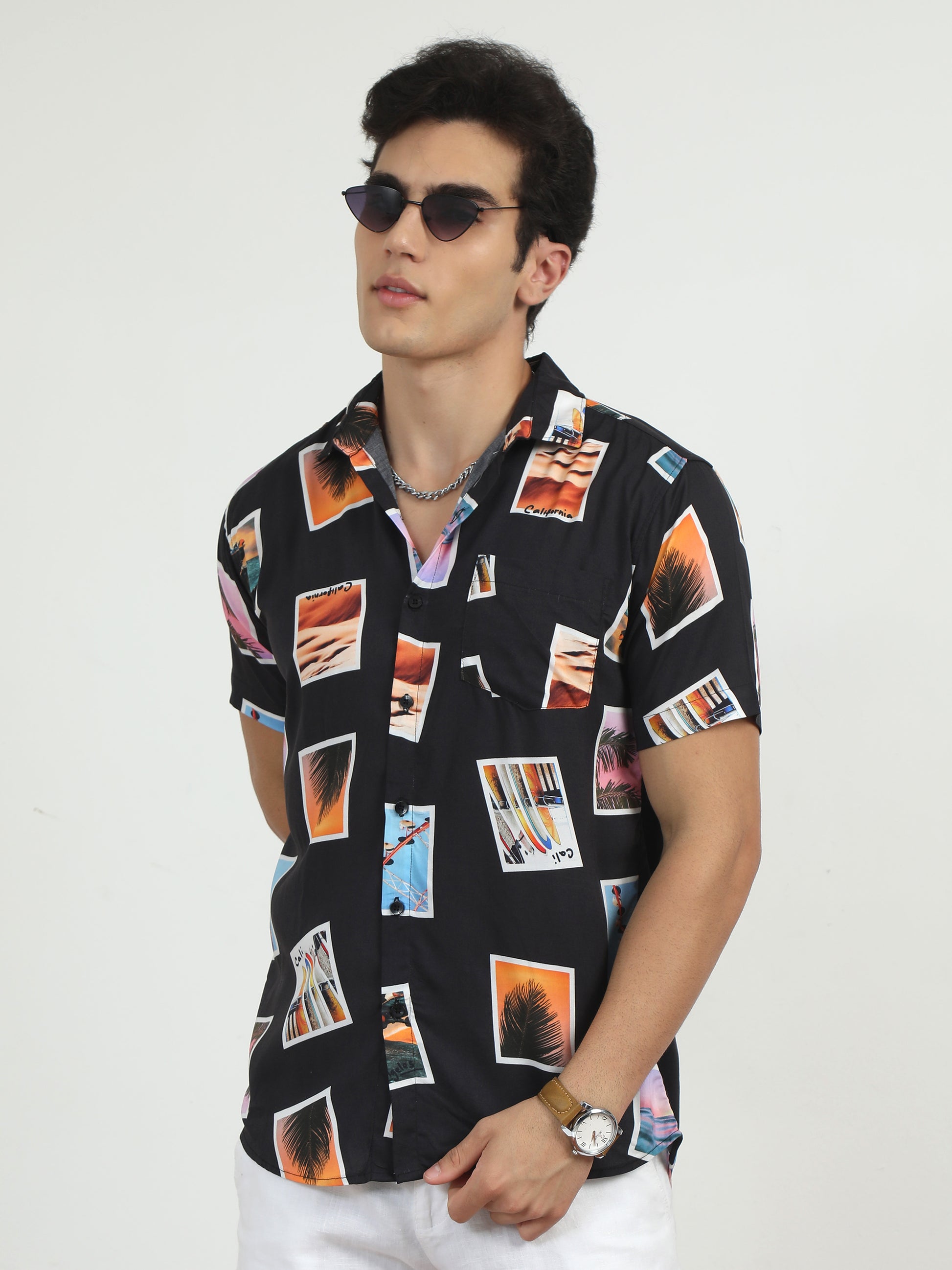 Black Half Sleeve Shirt  for men