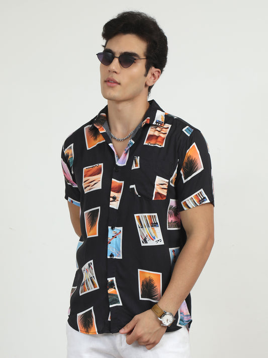 Black Half Sleeve Shirt  for men