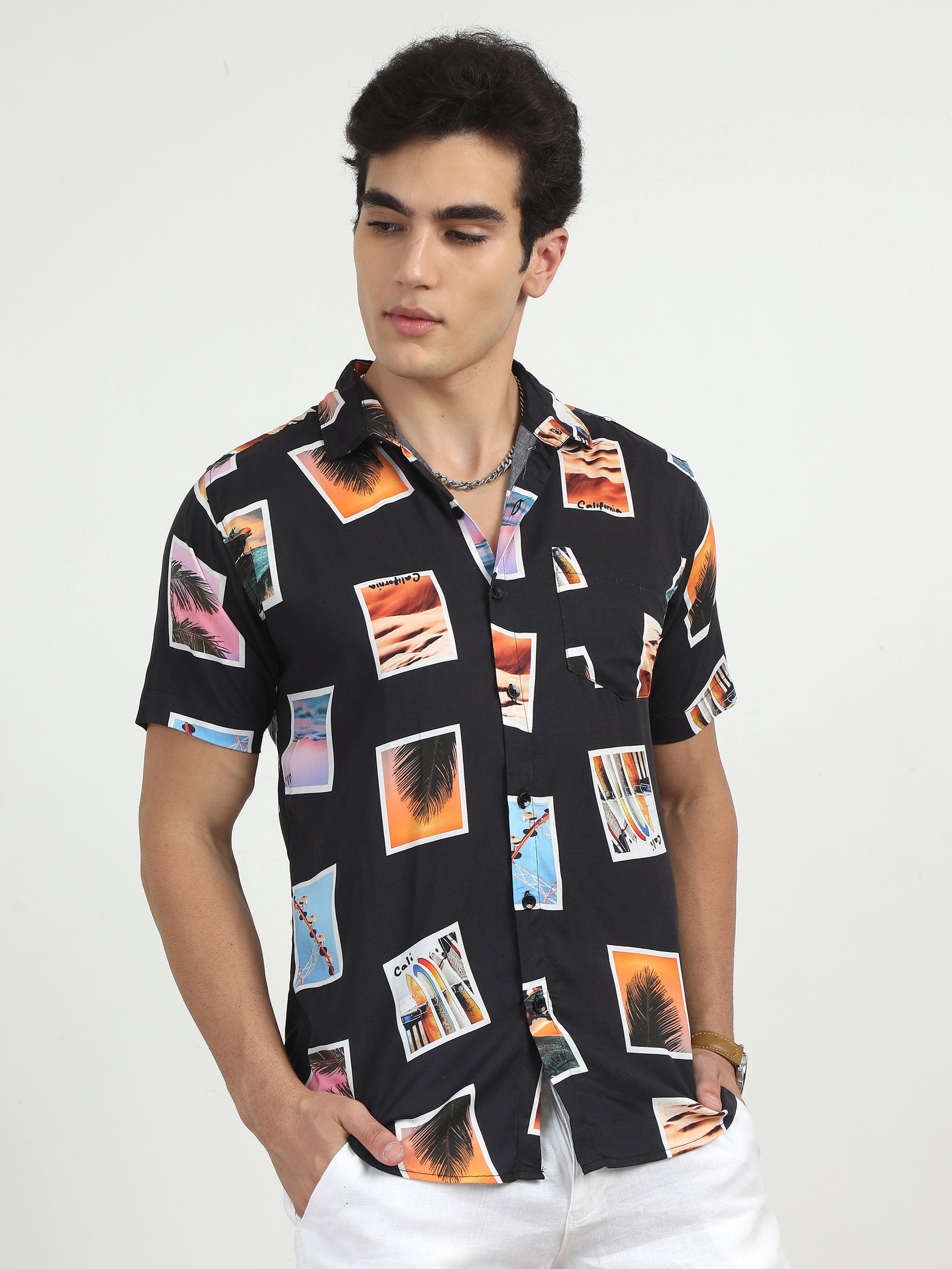 Black Half Sleeve Shirt  for men