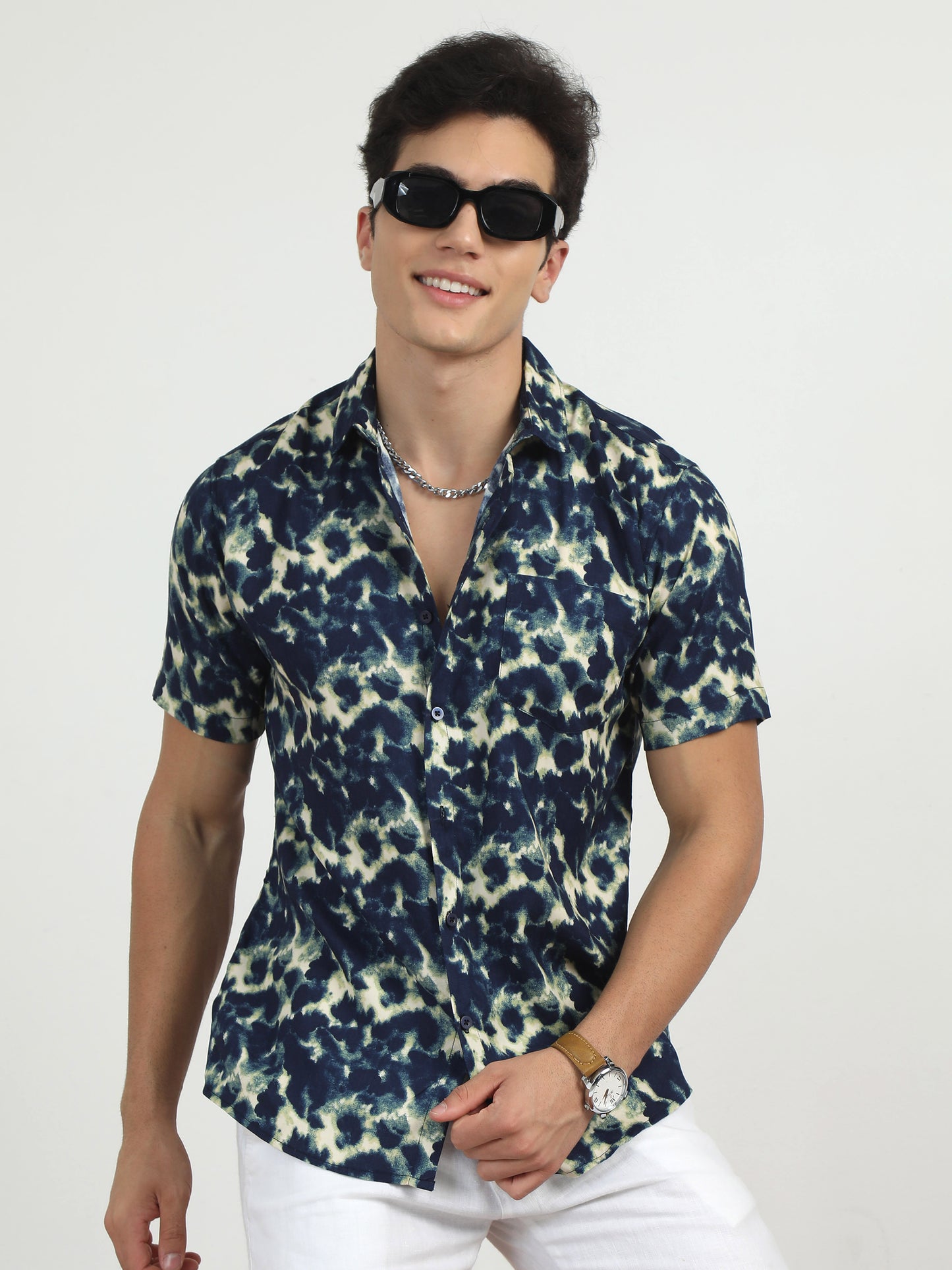 Blush Blue Printed Shirt For Men