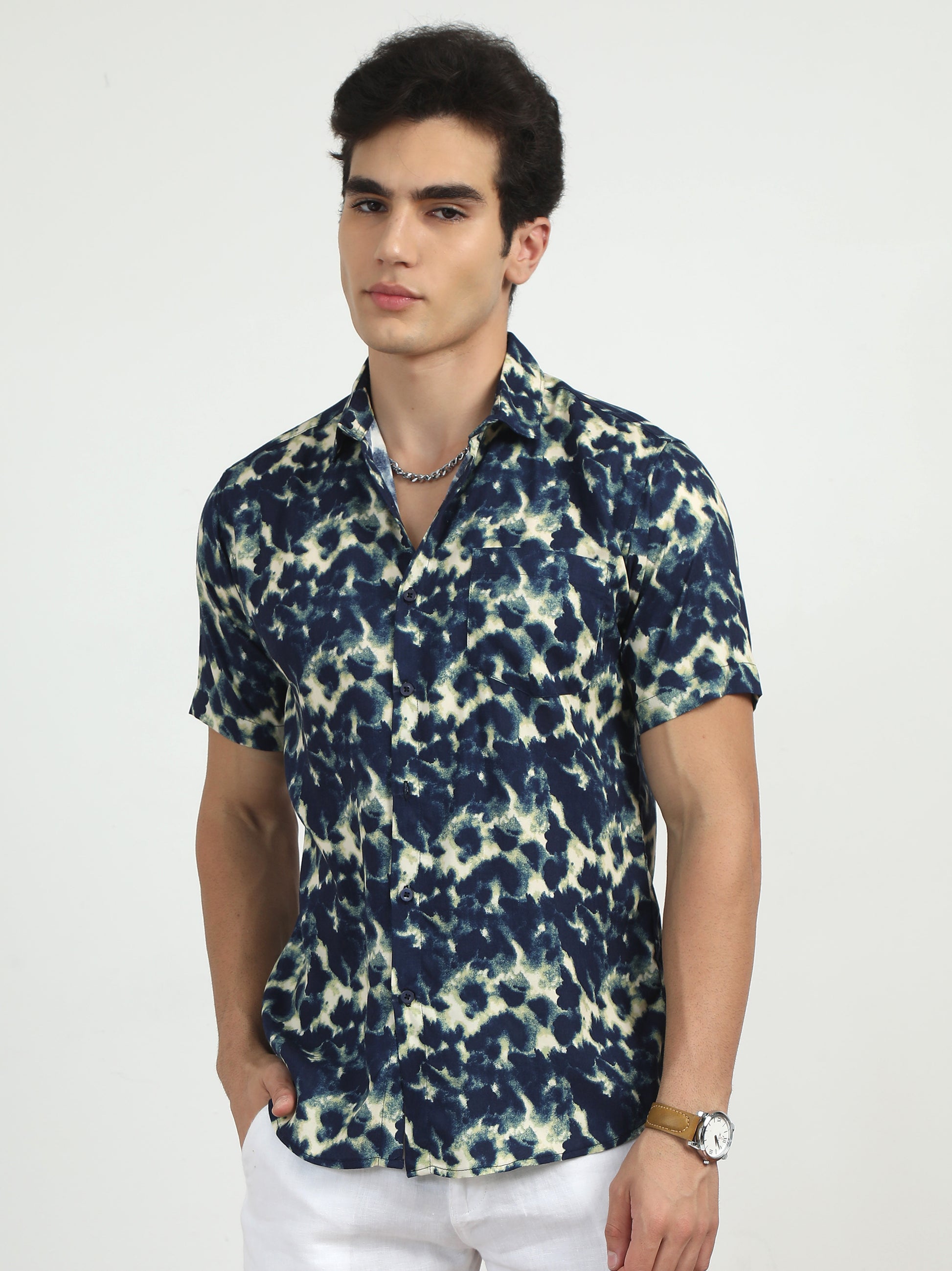 Blush Blue Printed Shirt For Men
