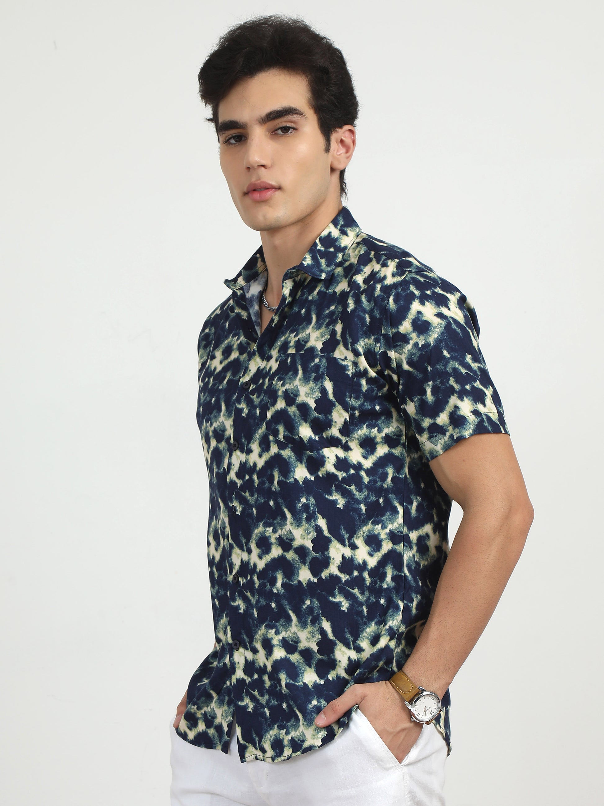 Blush Blue Printed Shirt For Men