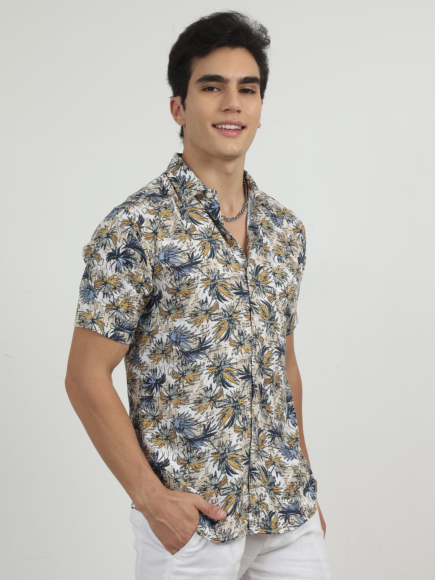 Bush Grey Printed Shirt for Men