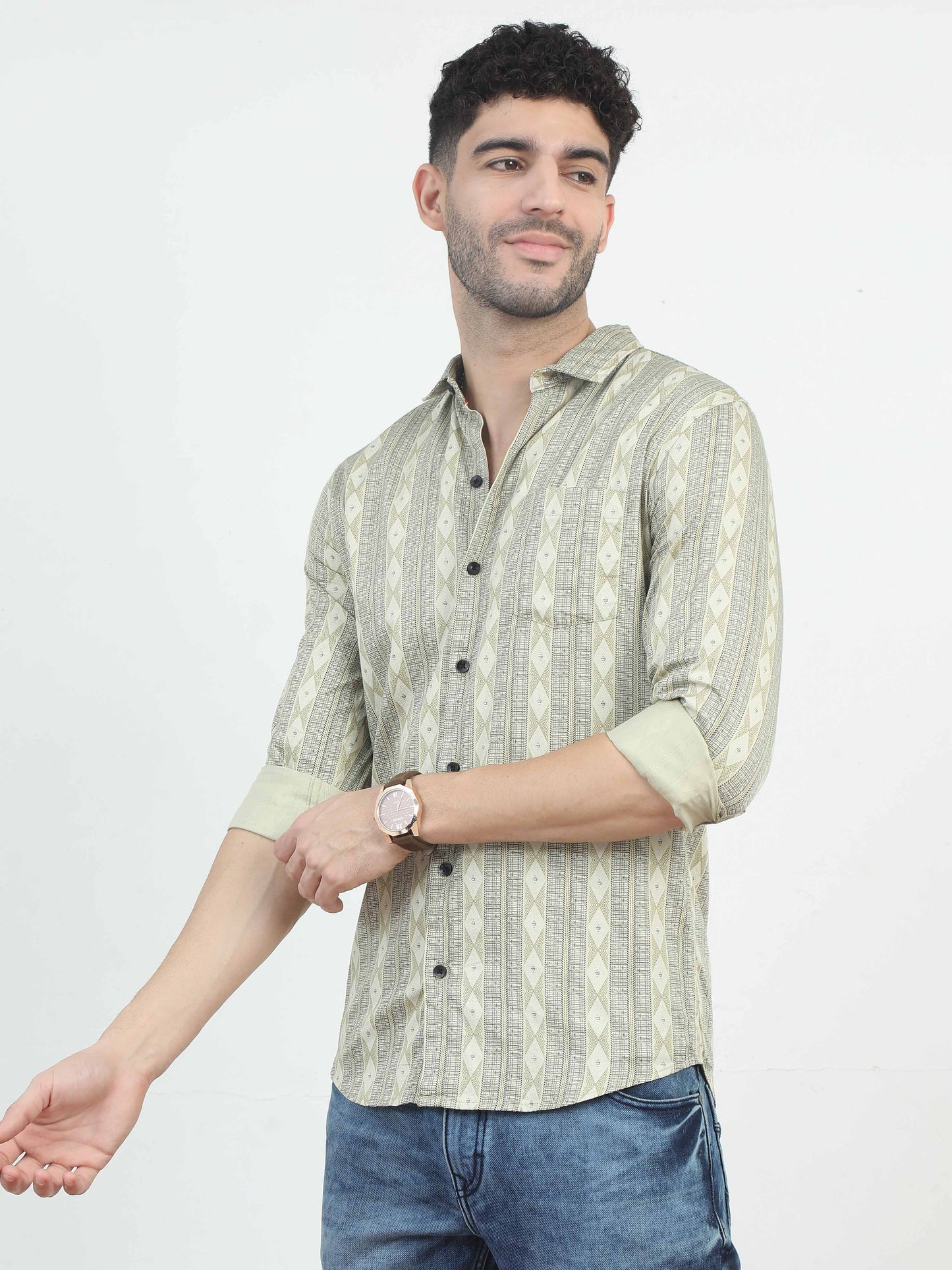 Diamond Pattern yellow printed Shirt for men