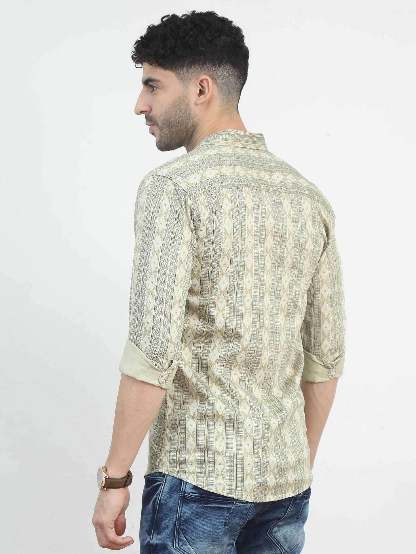 Diamond Pattern yellow printed Shirt for men
