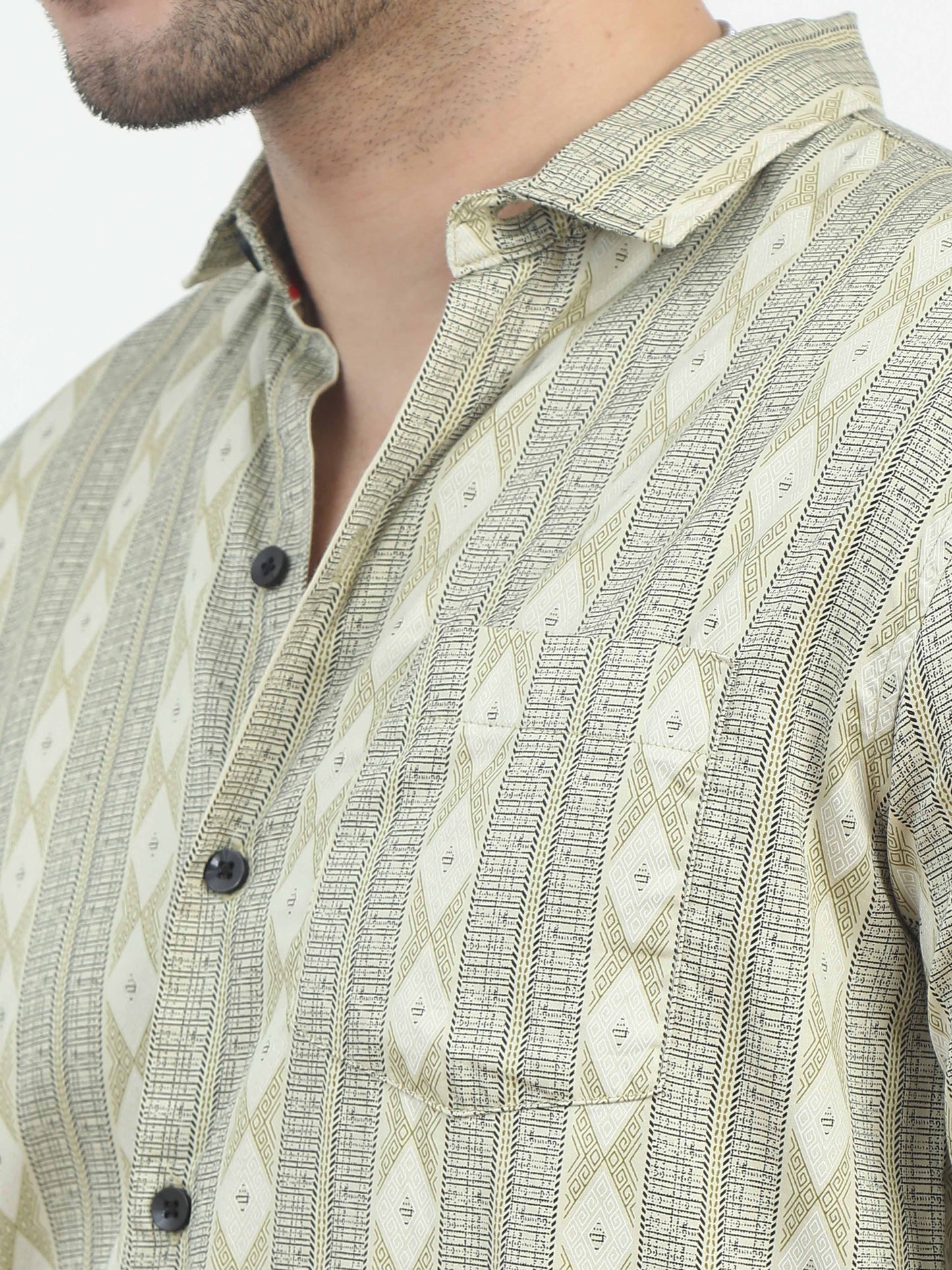 Diamond Pattern yellow printed Shirt for men