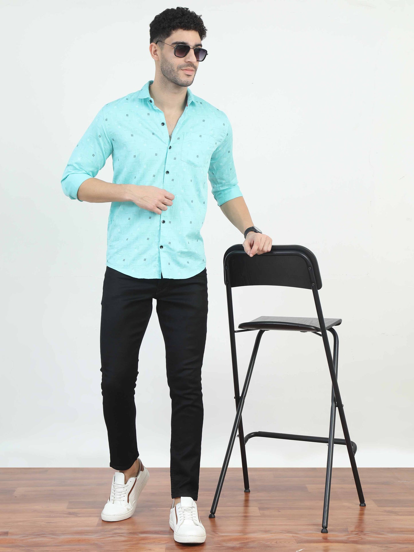 SkyBlue Dotted Shirt for men
