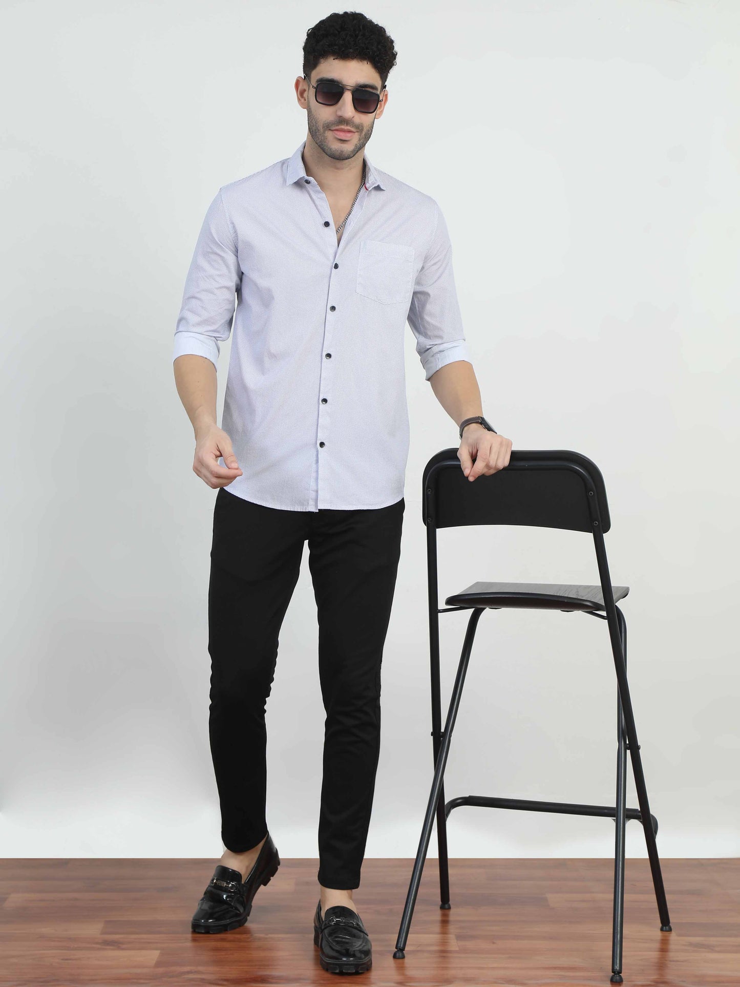 Light Lavender Lines Printed Shirt for men