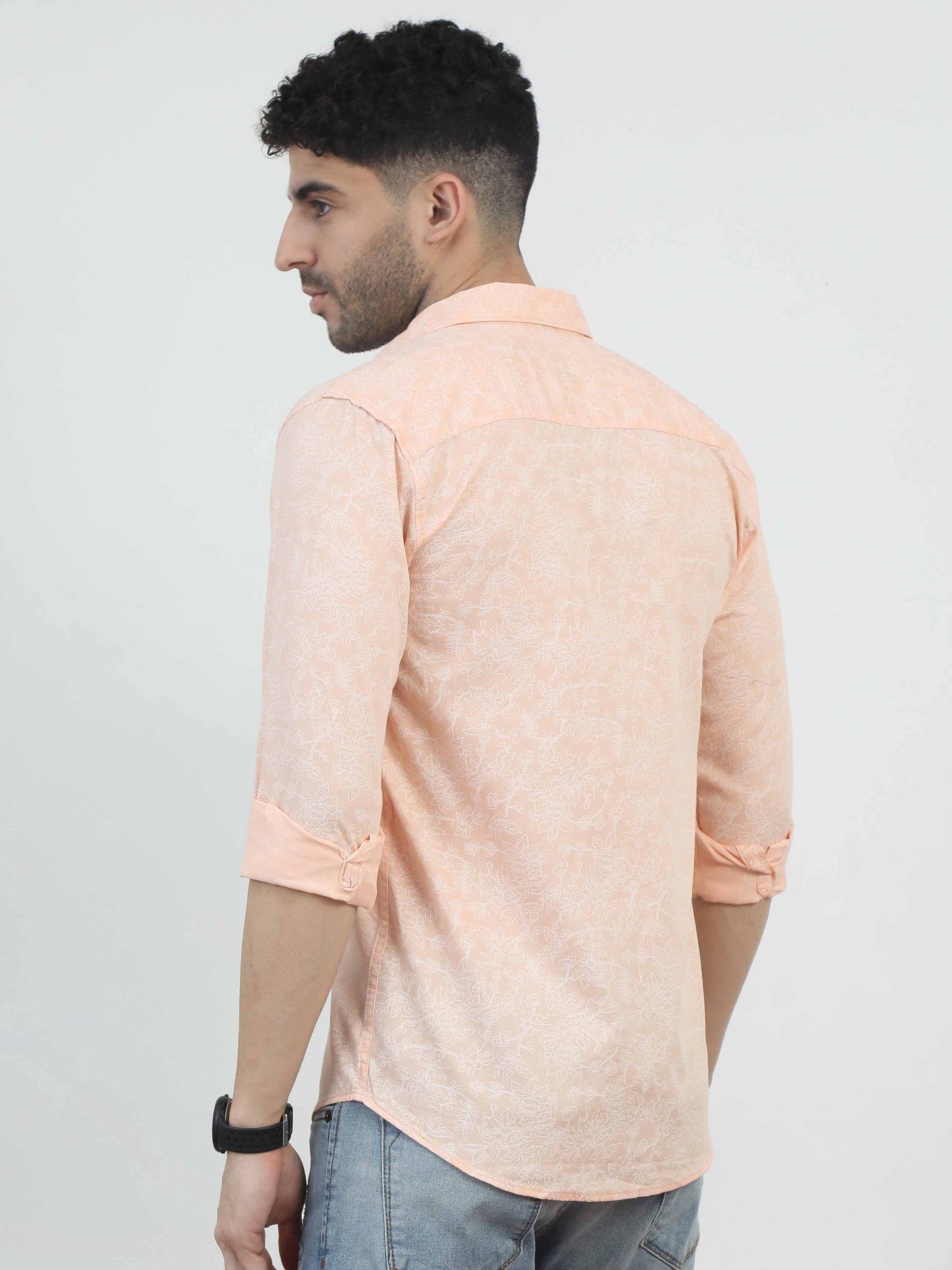 Floral Printed Light peach color shirt for men