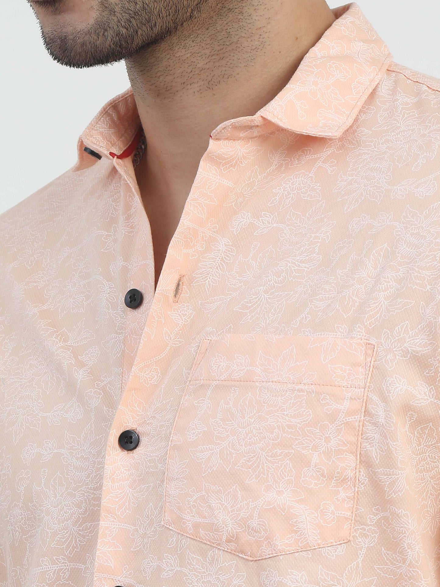 Floral Printed Light peach color shirt for men
