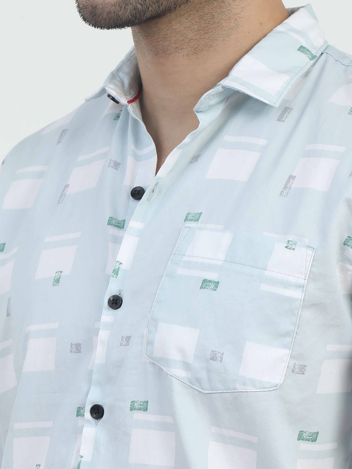 Box Design Printed Pale Blue Shirt for men
