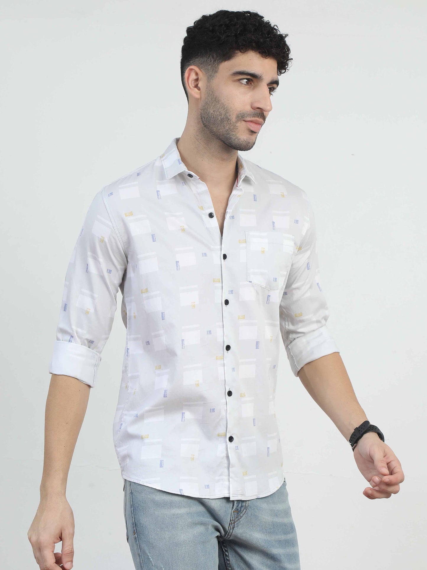 Pale Grey printed shirts design for men