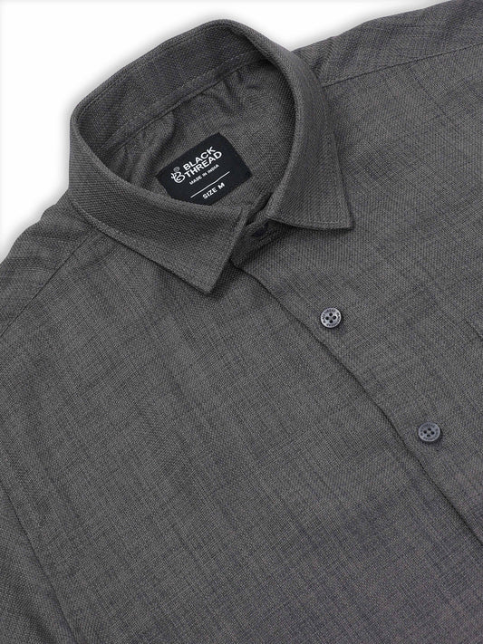 Men’s Charcoal Grey Pure Linen Shirt by Black Thread