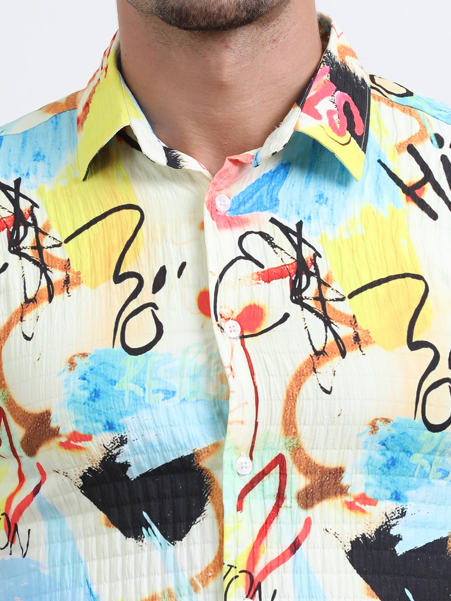 Multi Half Sleeve Poly Cotton Digital Print Shirts
