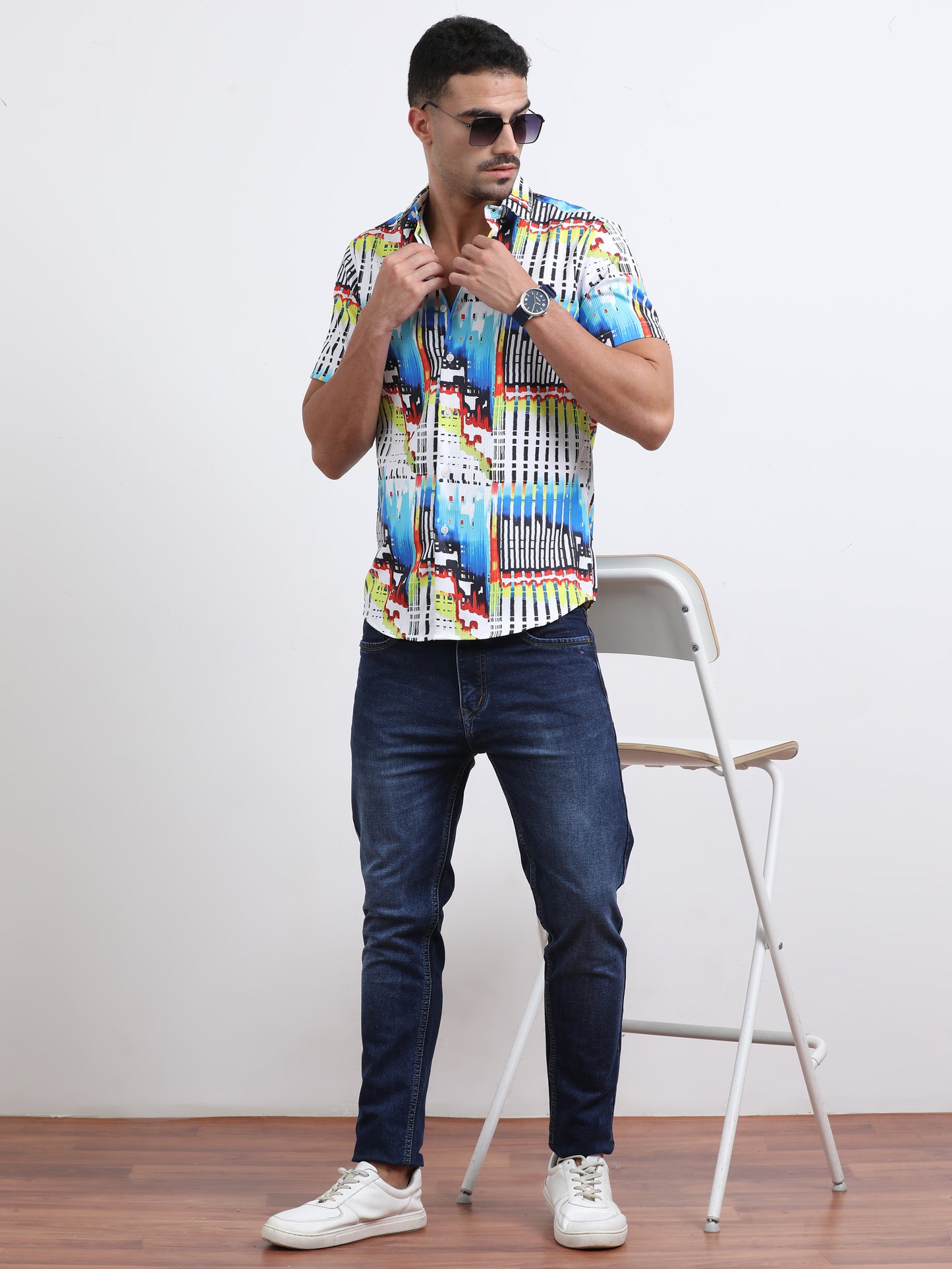 Multi Half Sleeve Poly Cotton Digital Print Shirts