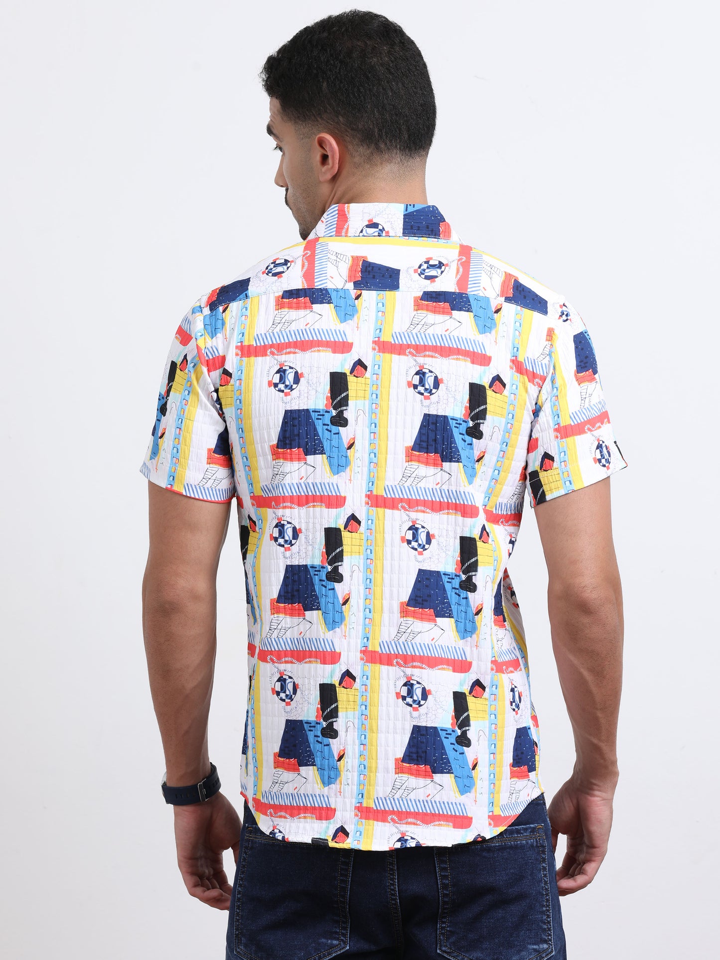 Multi Half Sleeve Poly Cotton Digital Print Shirts