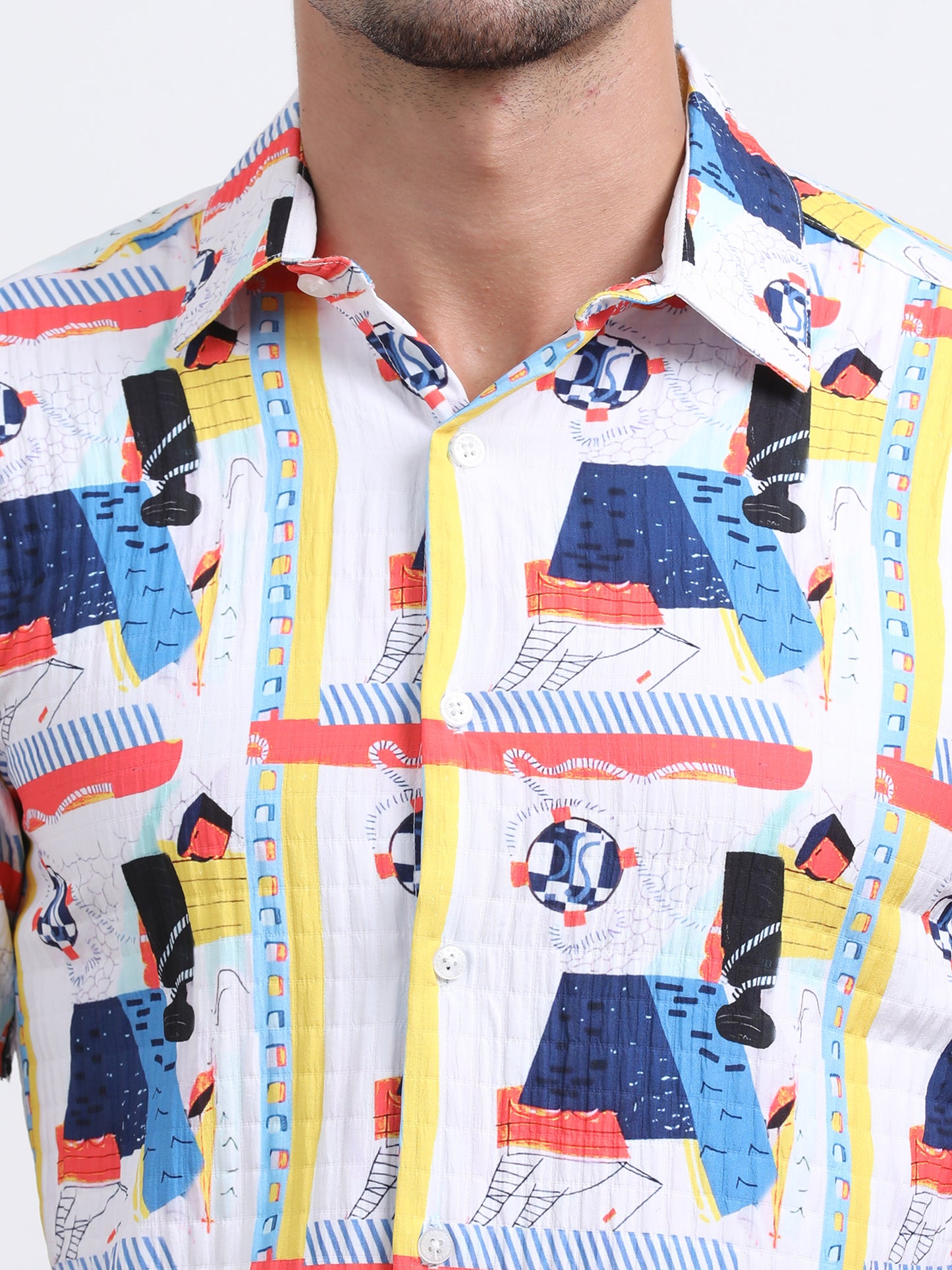 Multi Half Sleeve Poly Cotton Digital Print Shirts