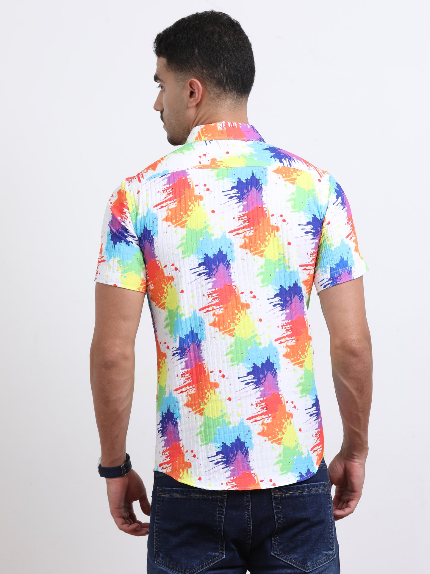 Multi Half Sleeve Poly Cotton Digital Print Shirts