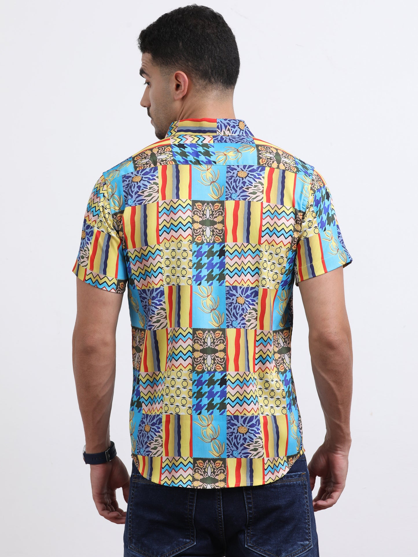 Multi Half Sleeve Poly Cotton Digital Print Shirts