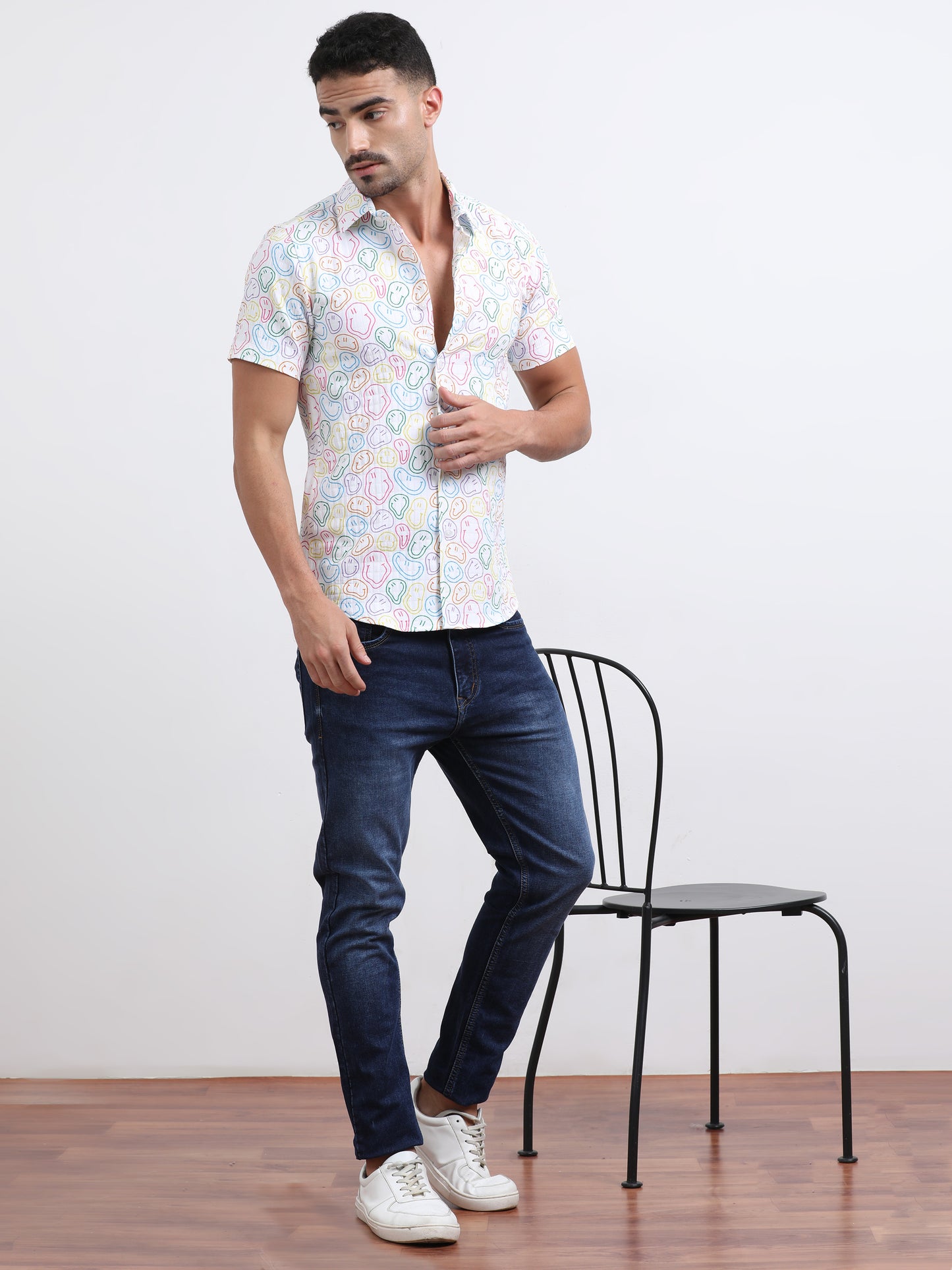 Multi Half Sleeve Poly Cotton Digital Print Shirts