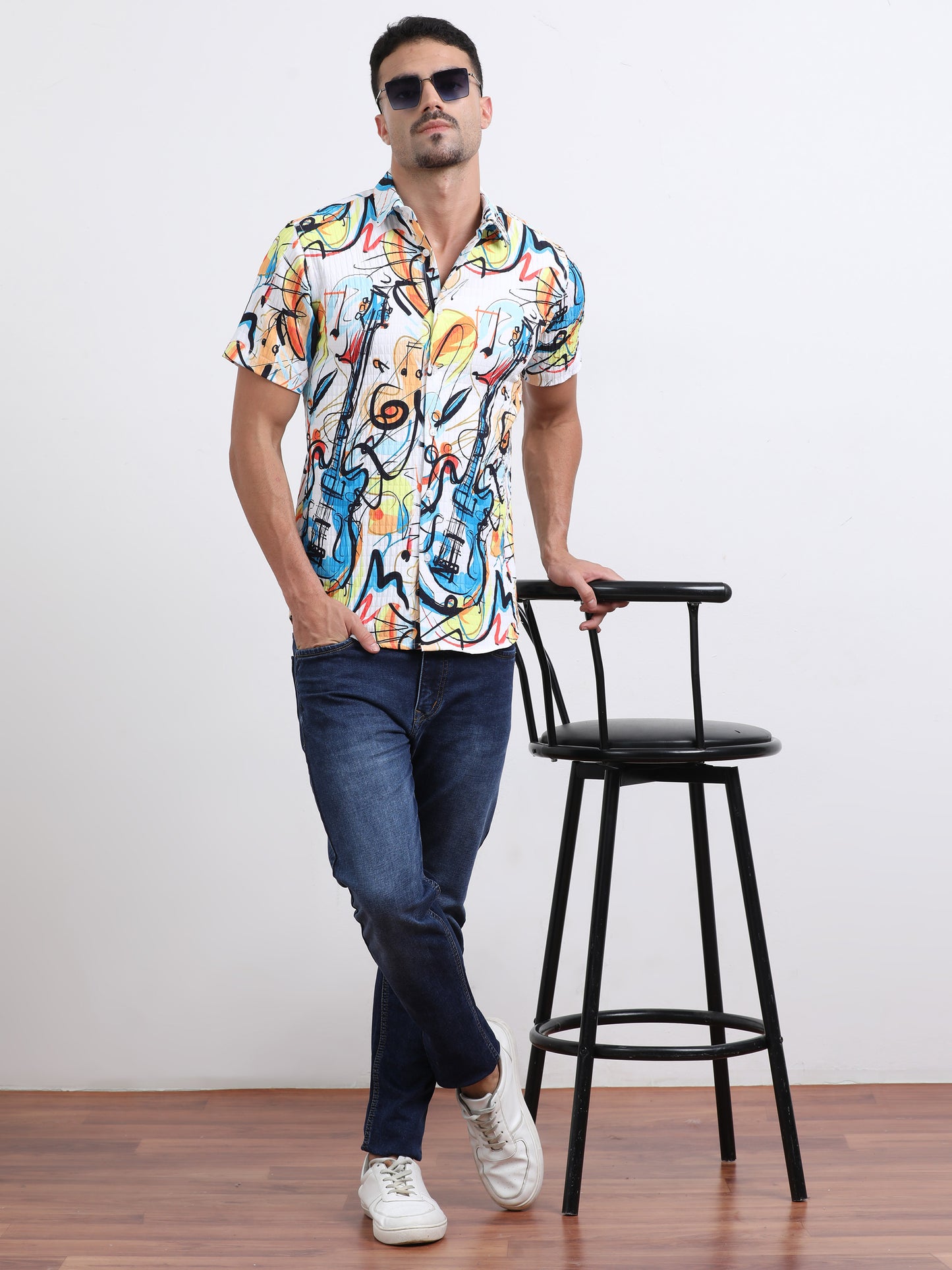 Multi Half Sleeve Poly Cotton Digital Print Shirts