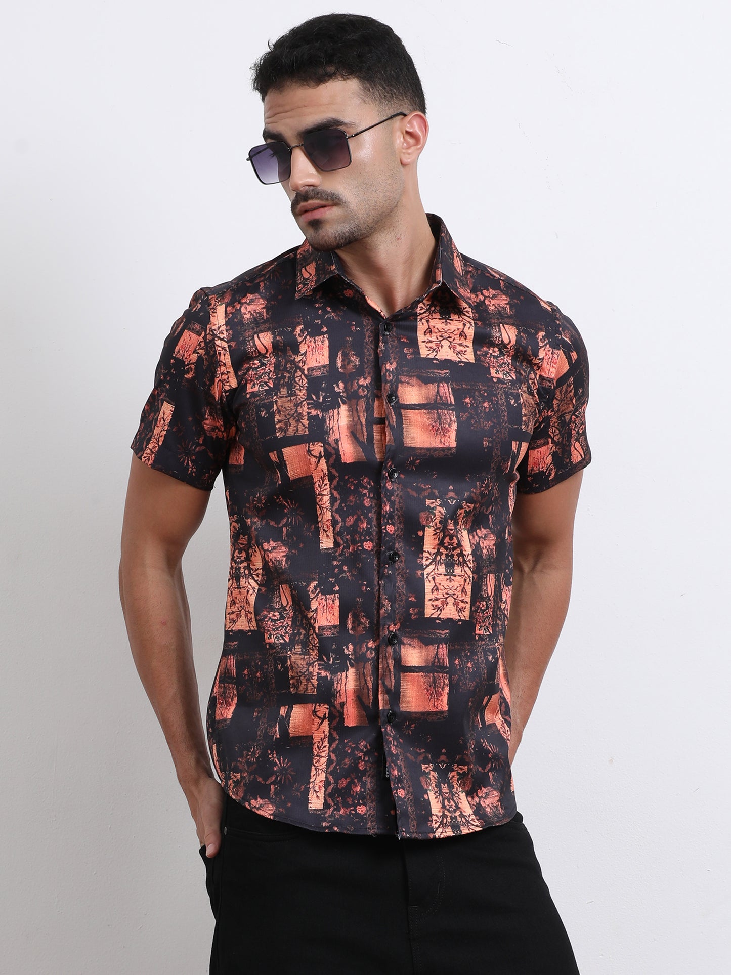 Multi Half Sleeve Poly Cotton Digital Print Shirts