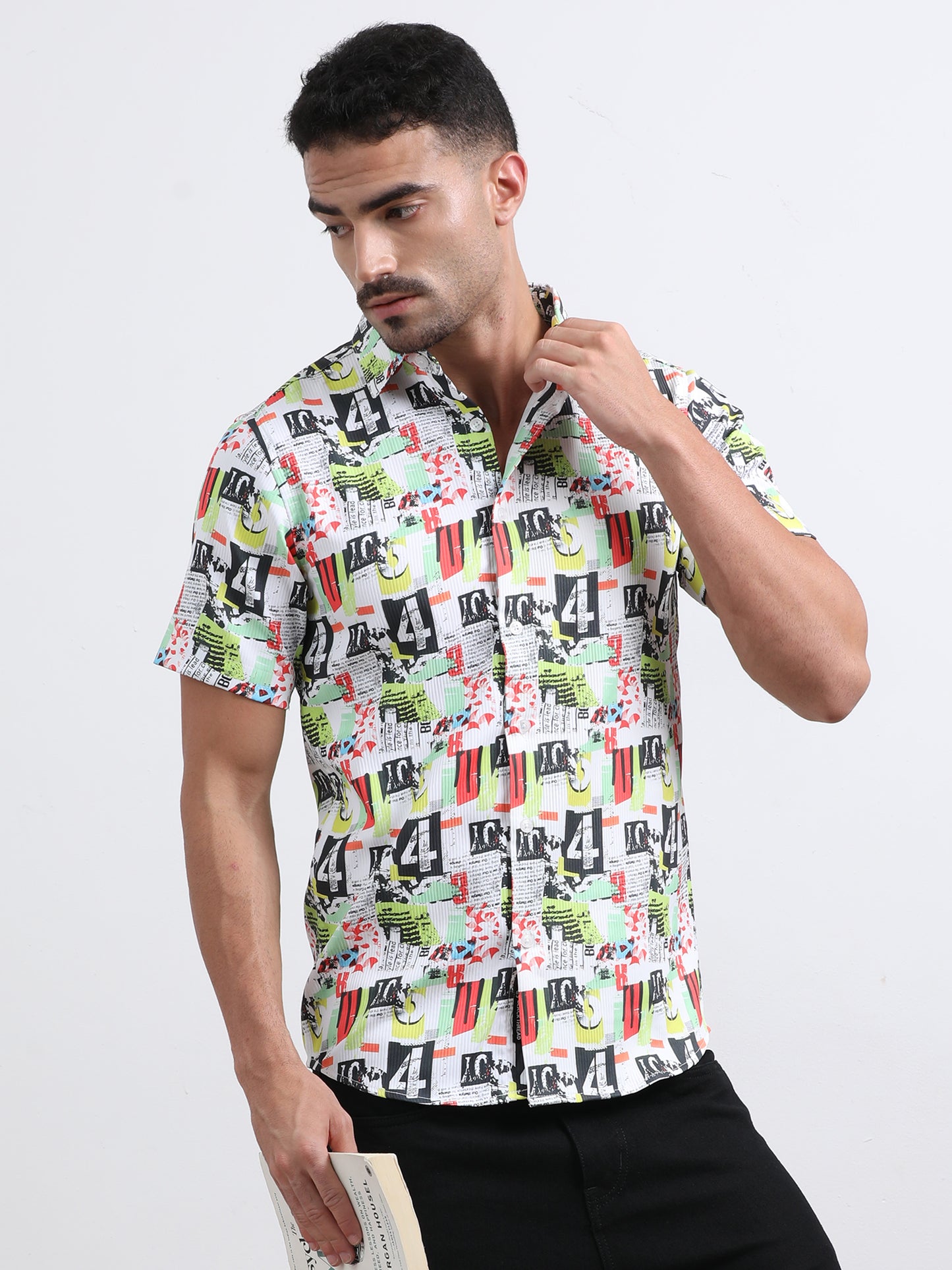 Multi Half Sleeve Poly Cotton Digital Print Shirts