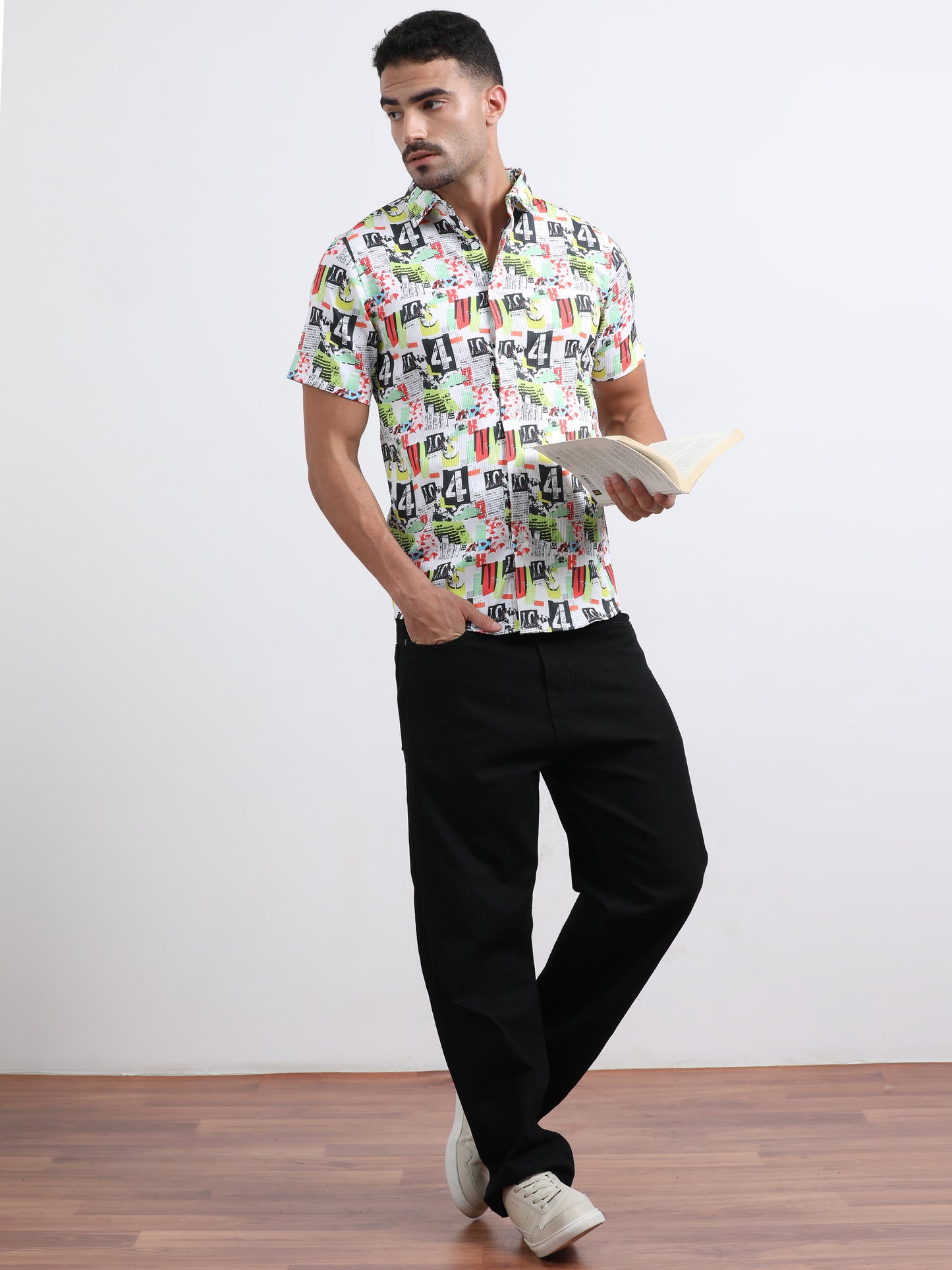 Multi Half Sleeve Poly Cotton Digital Print Shirts