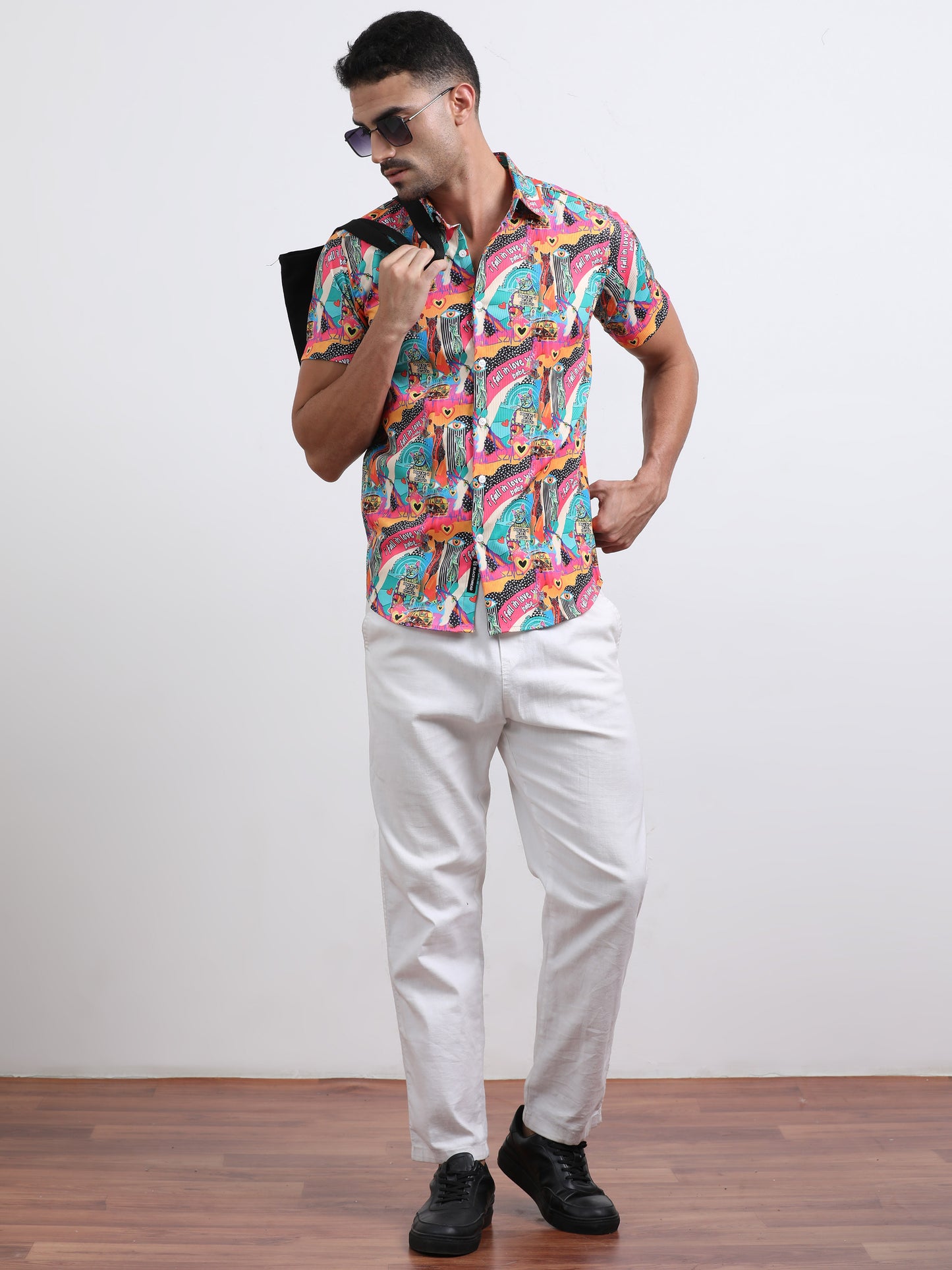Multi Half Sleeve Poly Cotton Digital Print Shirts