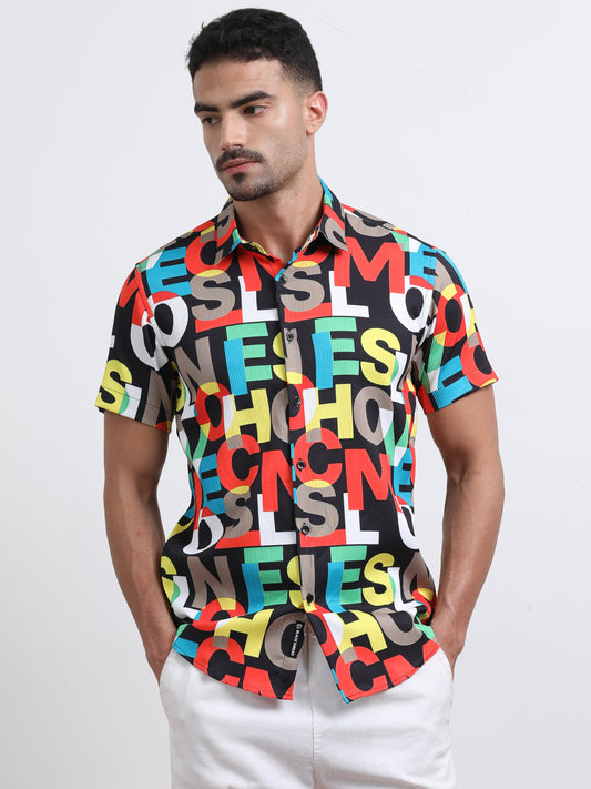 Multi Half Sleeve Poly Cotton Digital Print Shirts