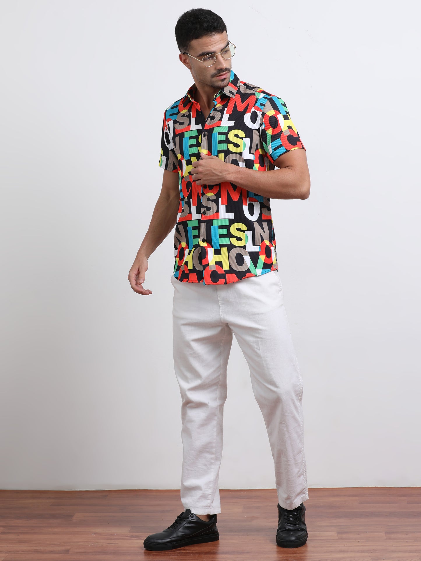 Multi Half Sleeve Poly Cotton Digital Print Shirts