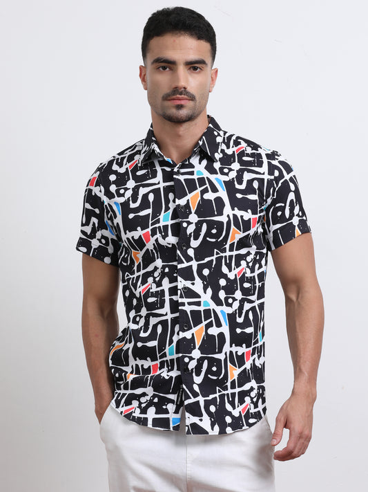 Multi Half Sleeve Poly Cotton Digital Print Shirts
