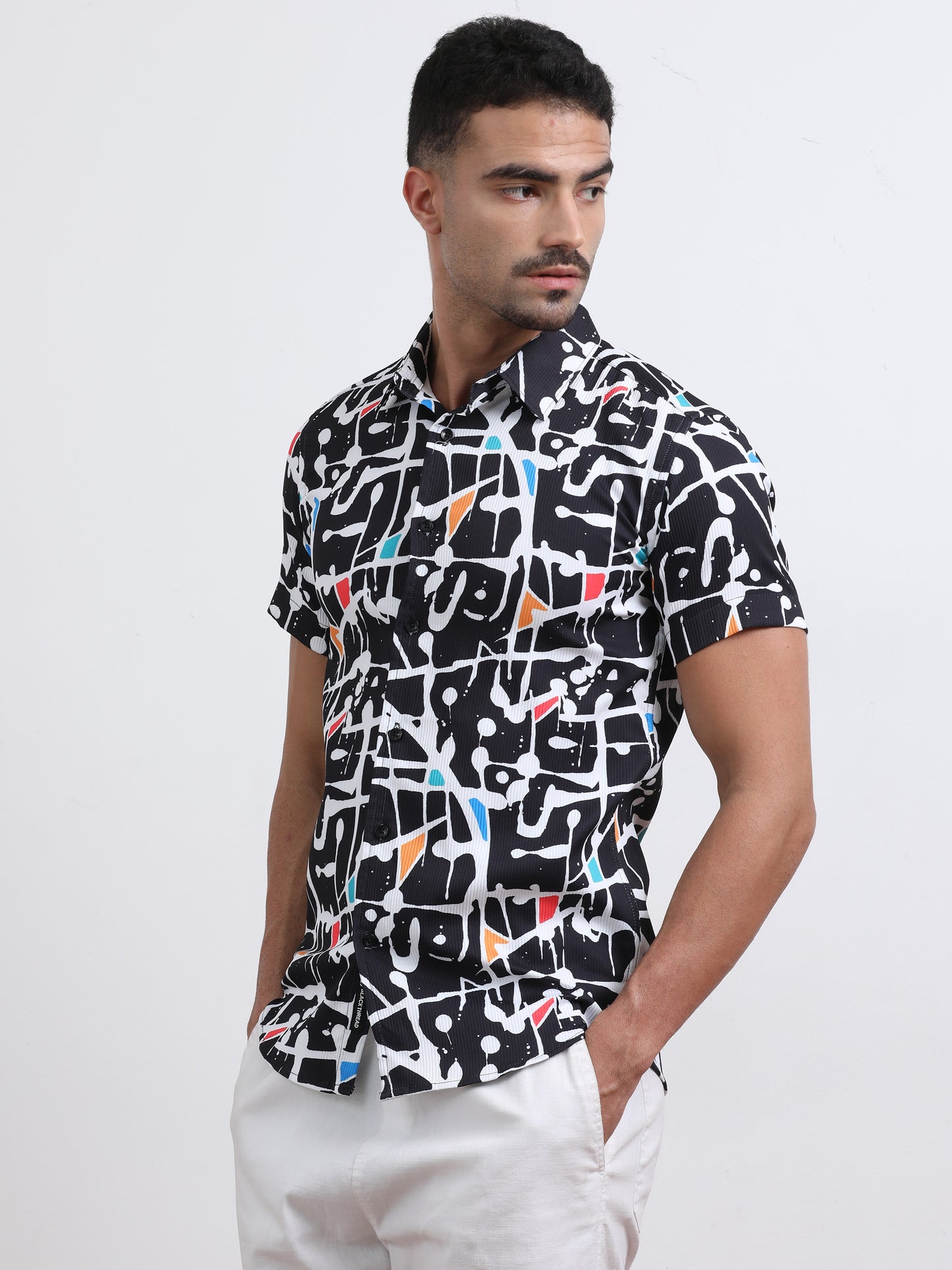 Multi Half Sleeve Poly Cotton Digital Print Shirts