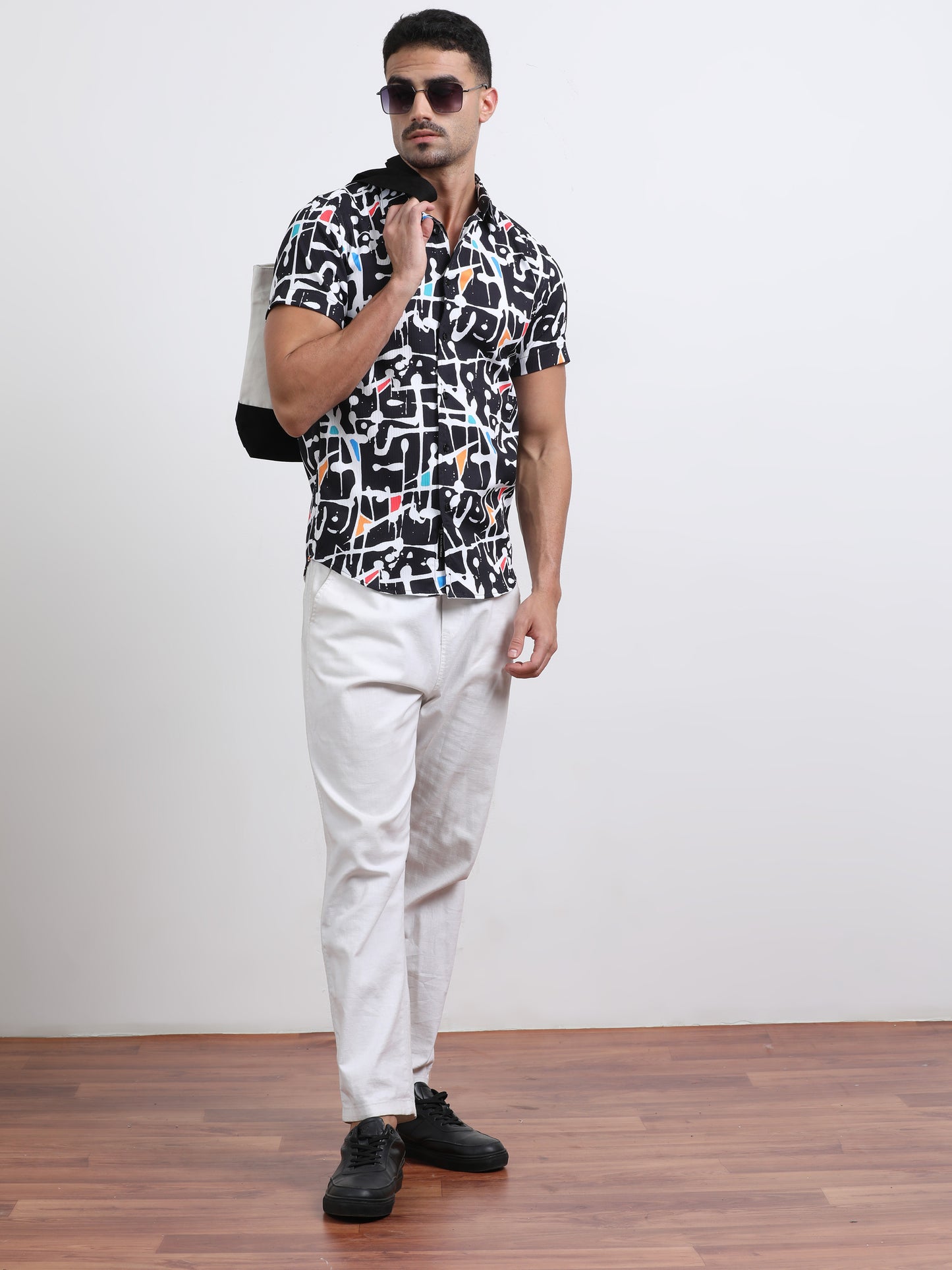 Multi Half Sleeve Poly Cotton Digital Print Shirts