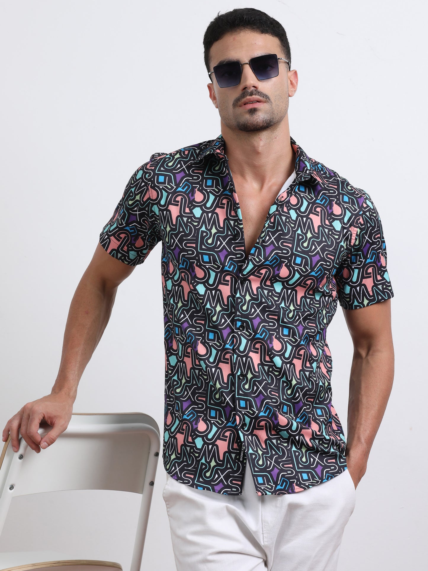 Multi Half Sleeve Poly Cotton Digital Print Shirts