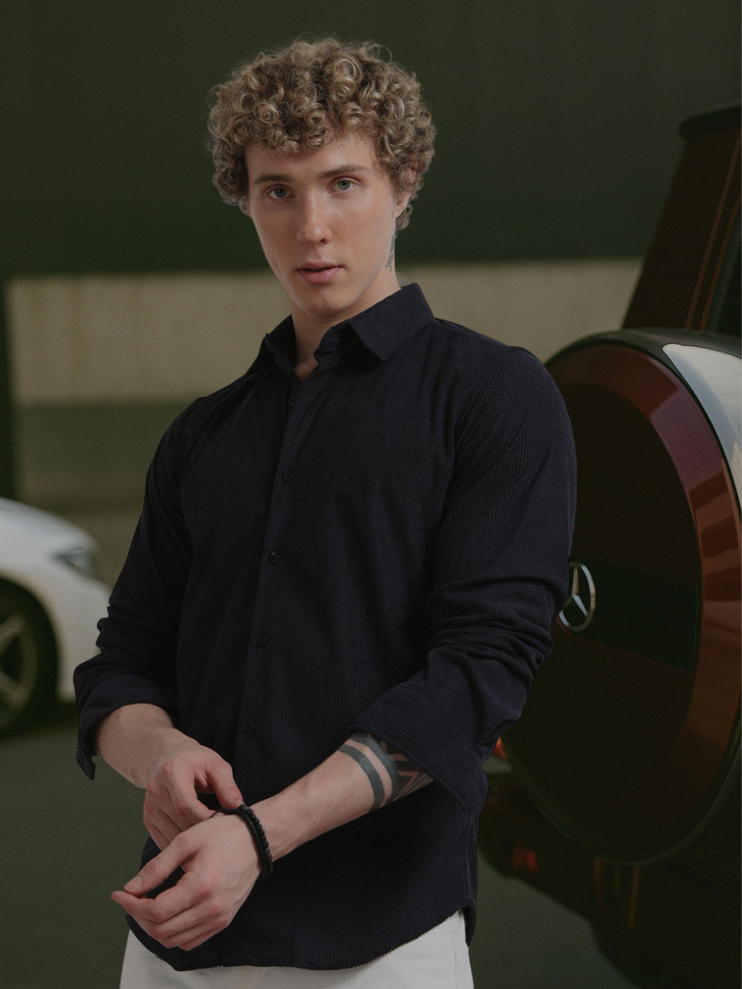 Navy Full sleeve Corduroy Shirts