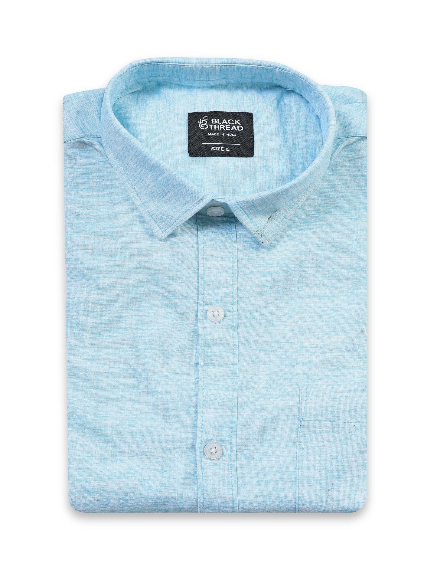 Men’s Light Blue Textured Slim Fit Casual Shirt By Black Thread