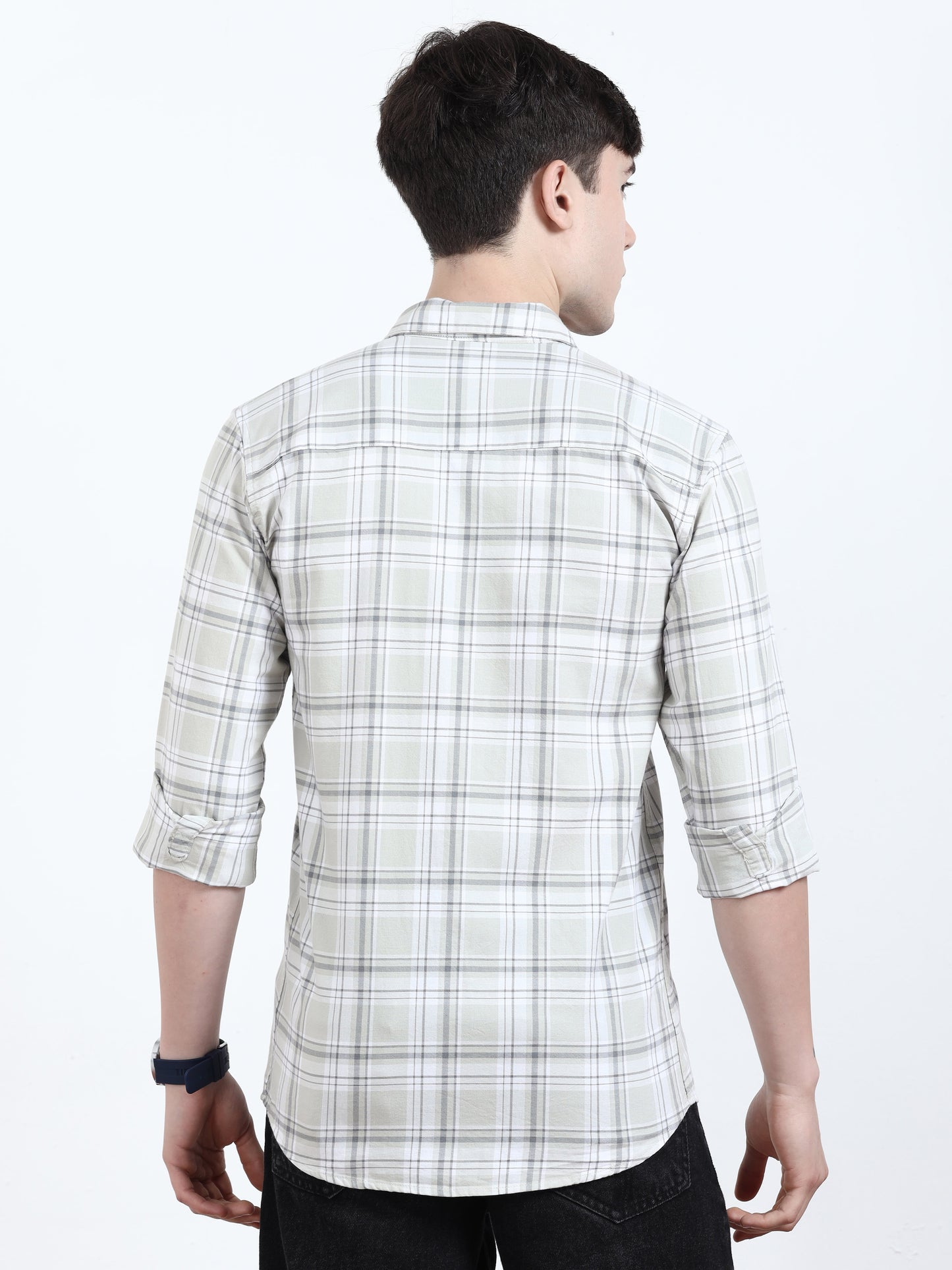 Classic Timewolf White Check Shirt For Men