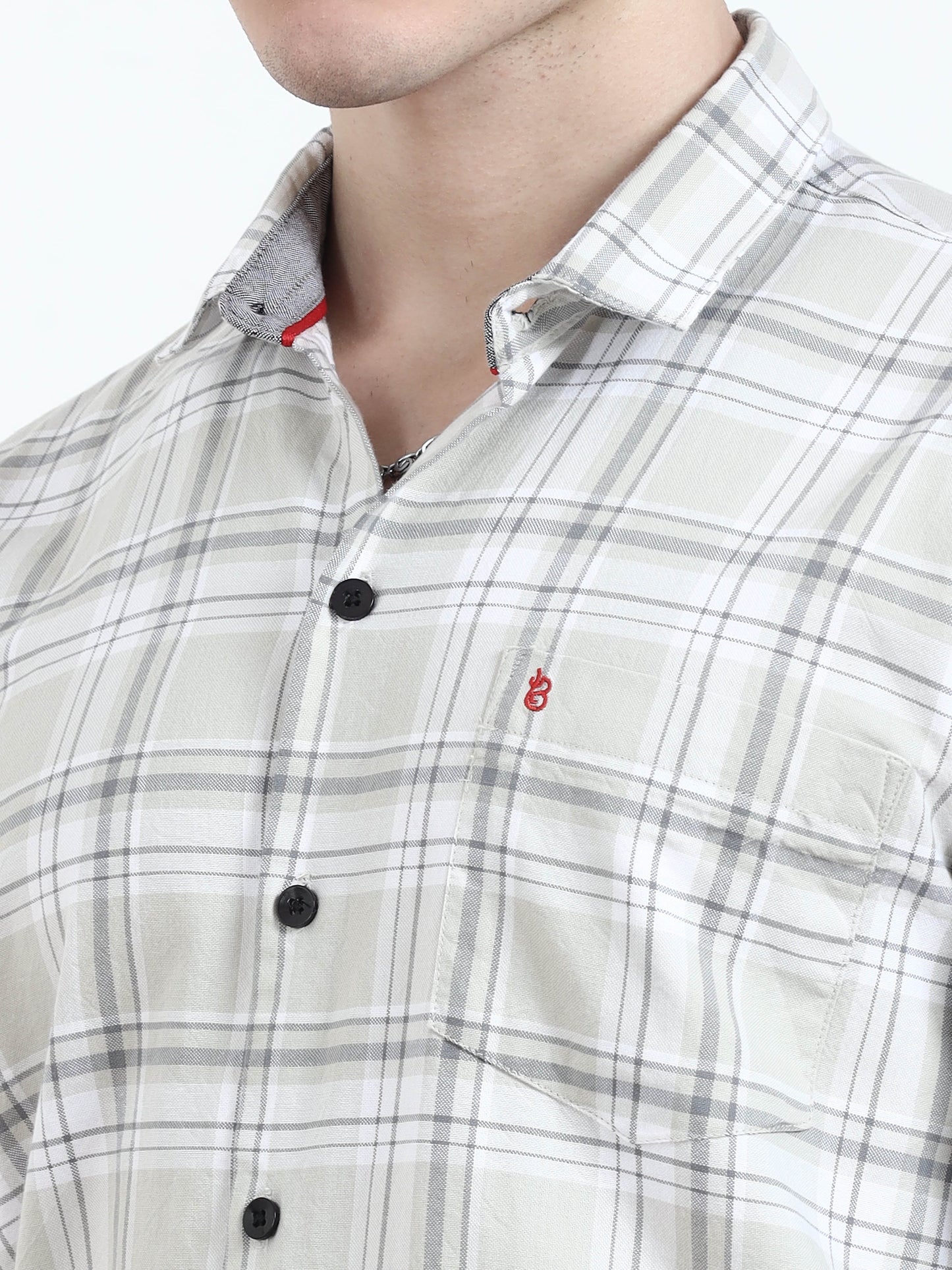 Classic Timewolf White Check Shirt For Men