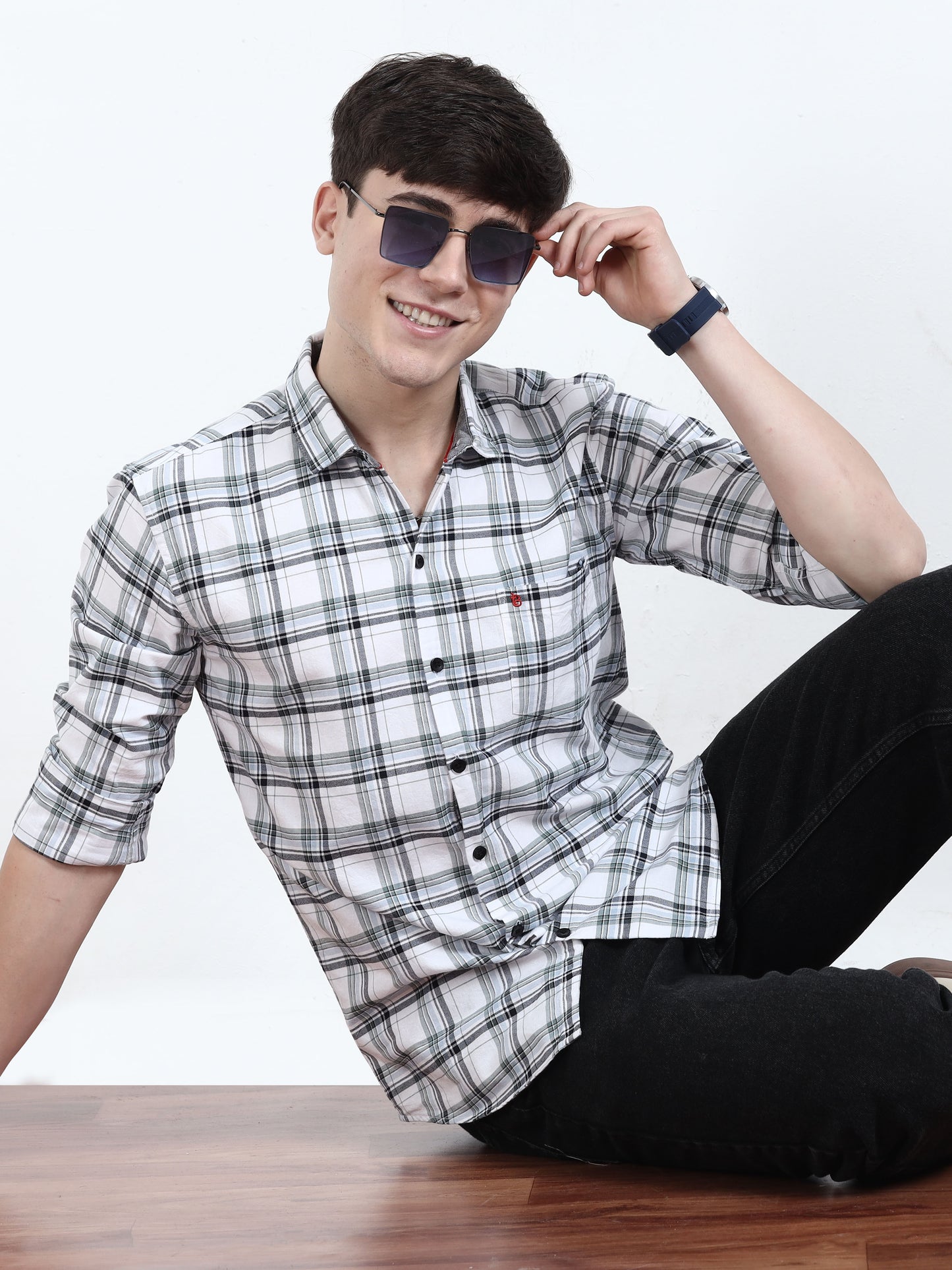Classic Sky Blue & White Checks Shirt
