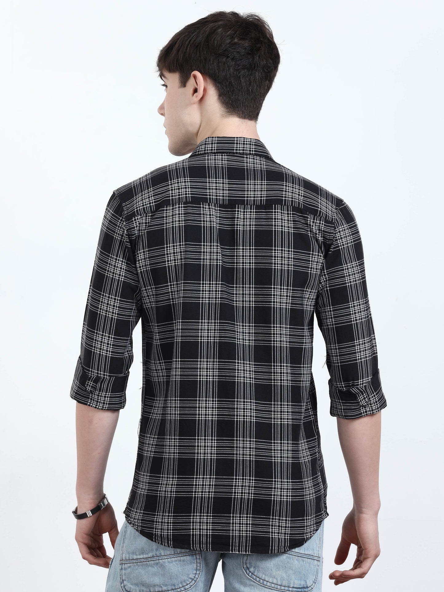 Classic Black And Grey Check Shirt for men
