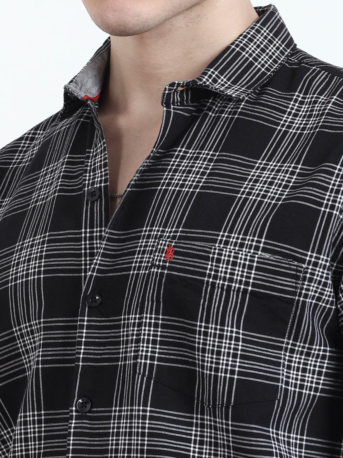 Classic Black And Grey Check Shirt for men