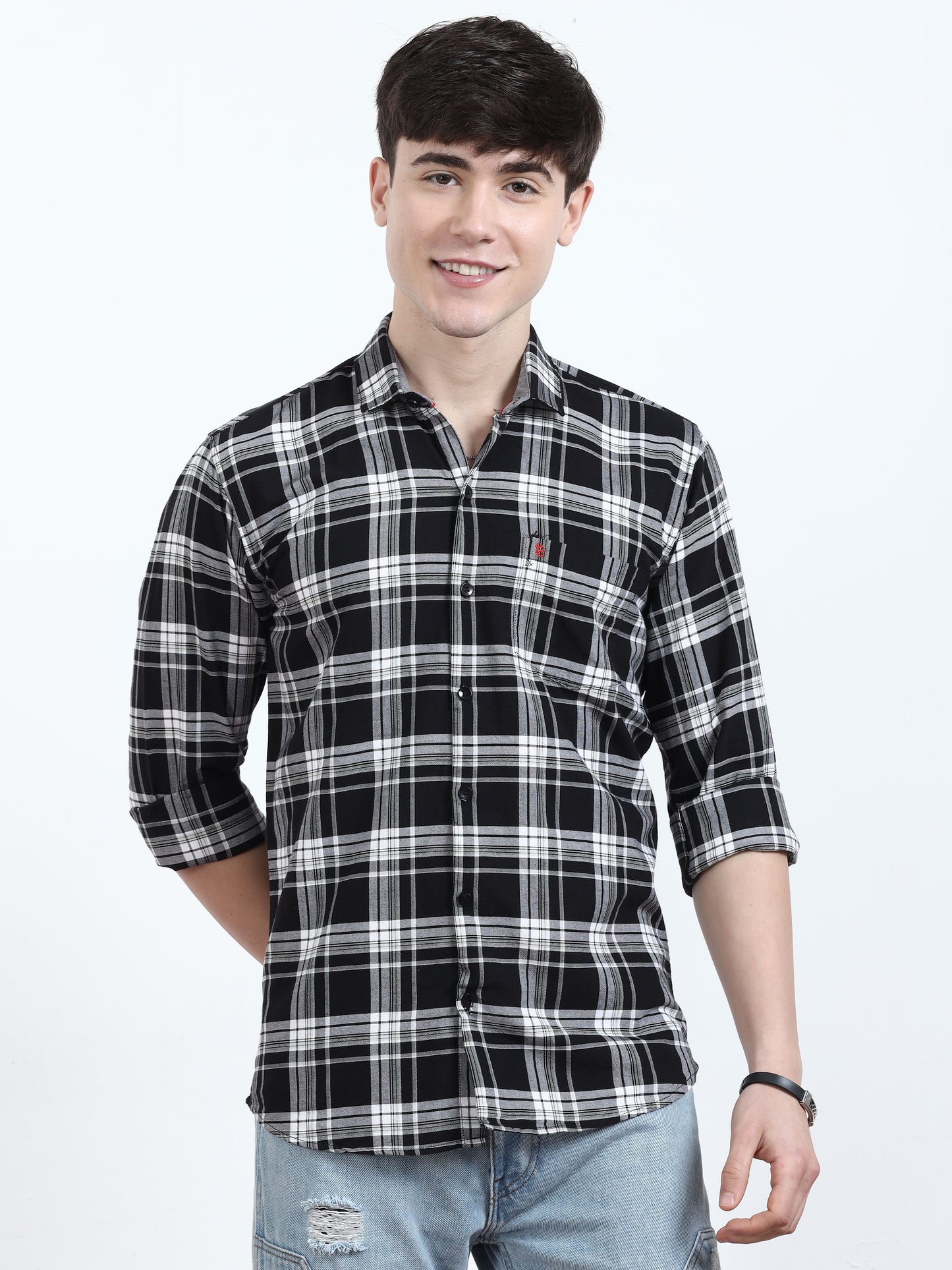 Classic Daisy And Black Check Shirt For Men