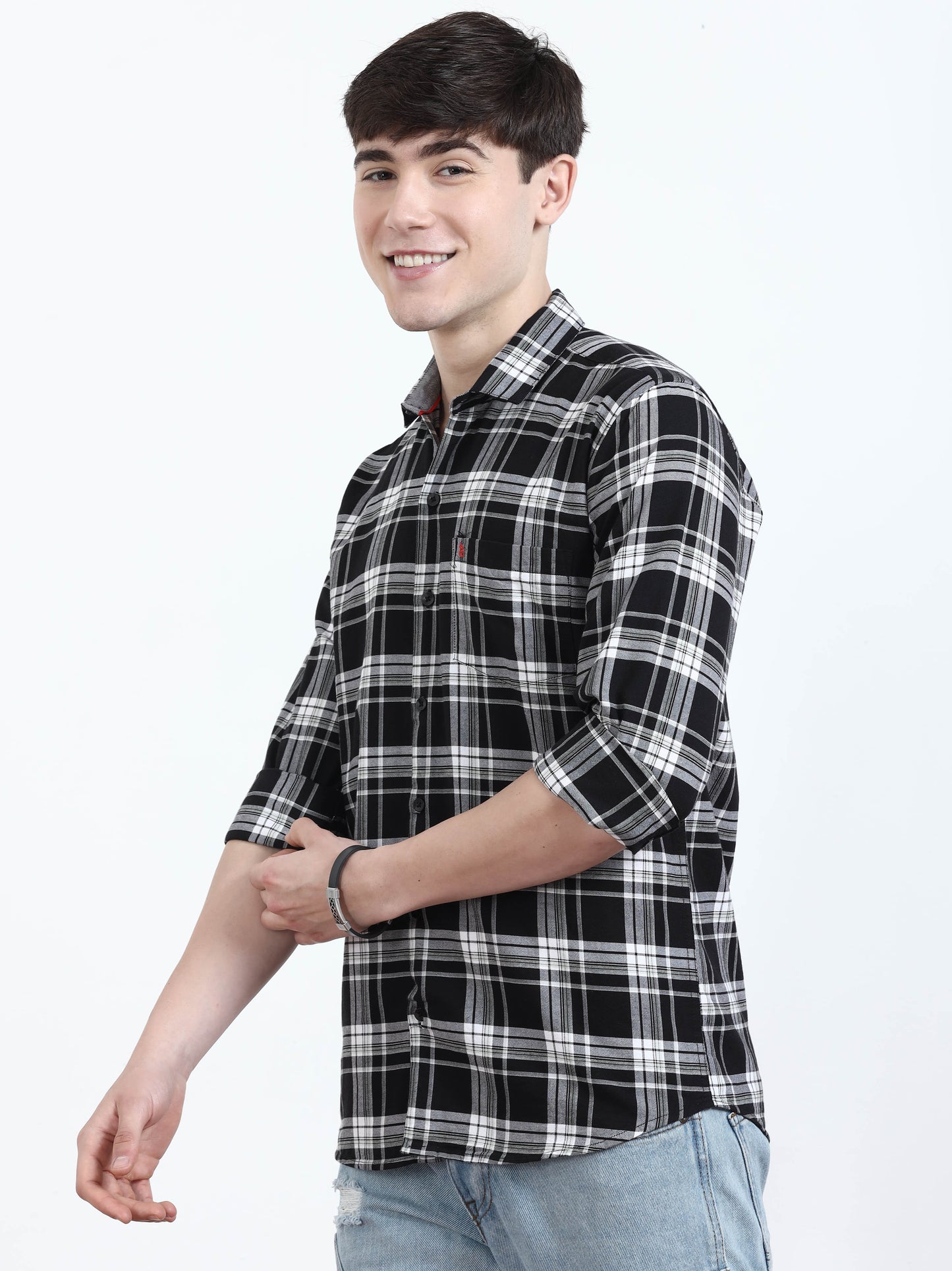 Classic Daisy And Black Check Shirt For Men