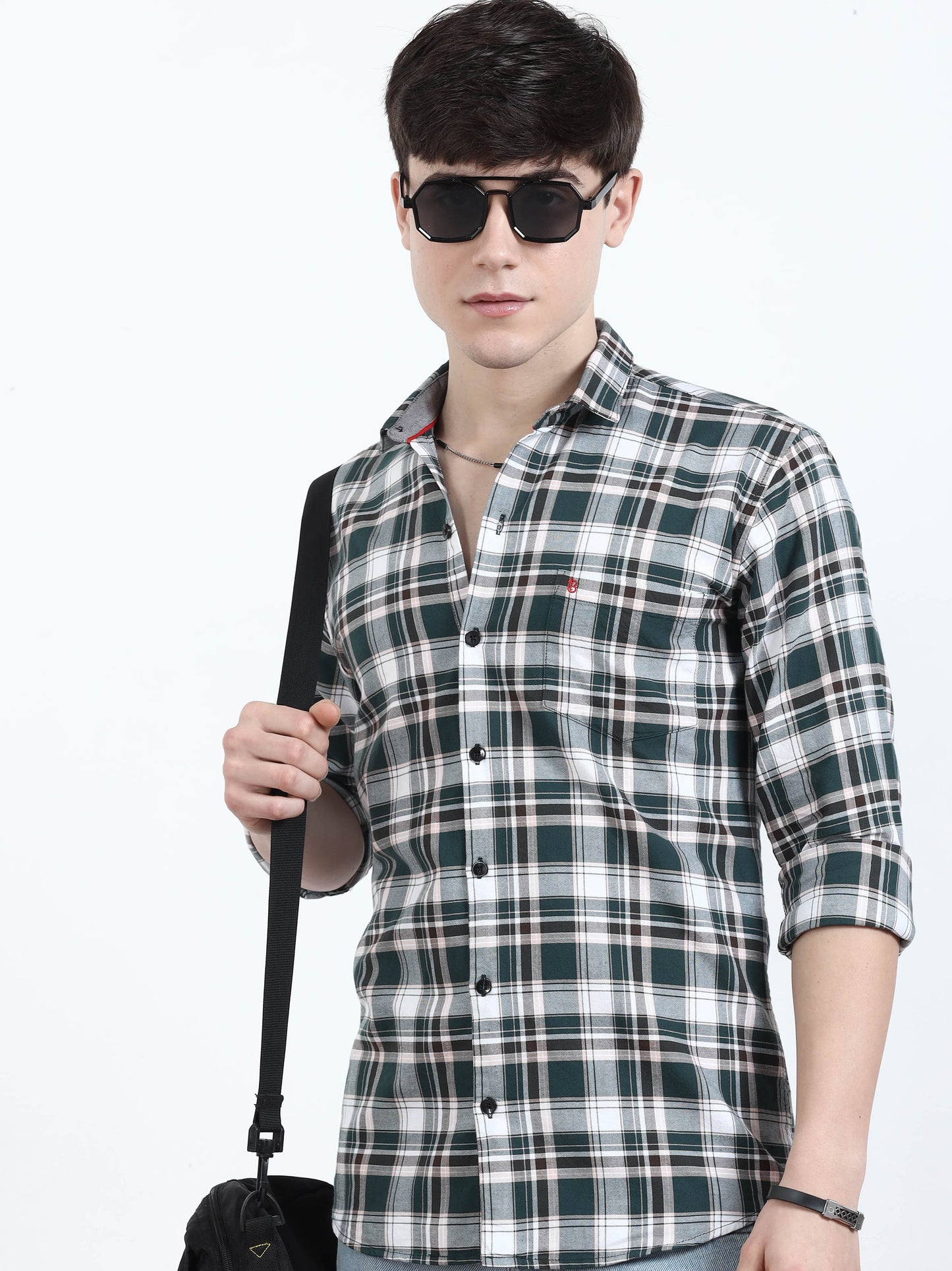 Classic Slate Mens Grey Check Shirt for men