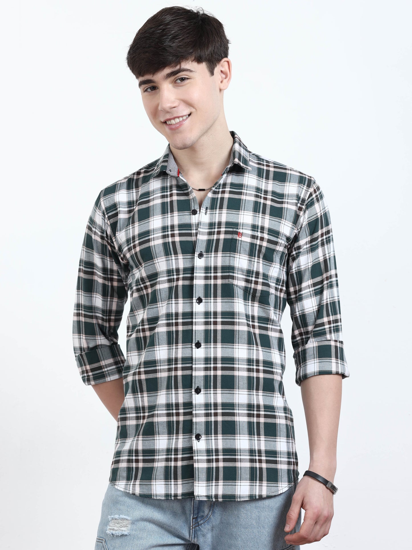 Classic Slate Mens Grey Check Shirt for men