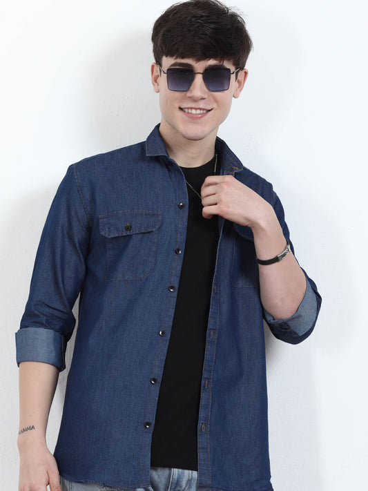 Dark blue denim shirt for Men