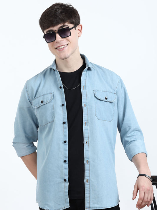 Light Blue denim Shirt for Men