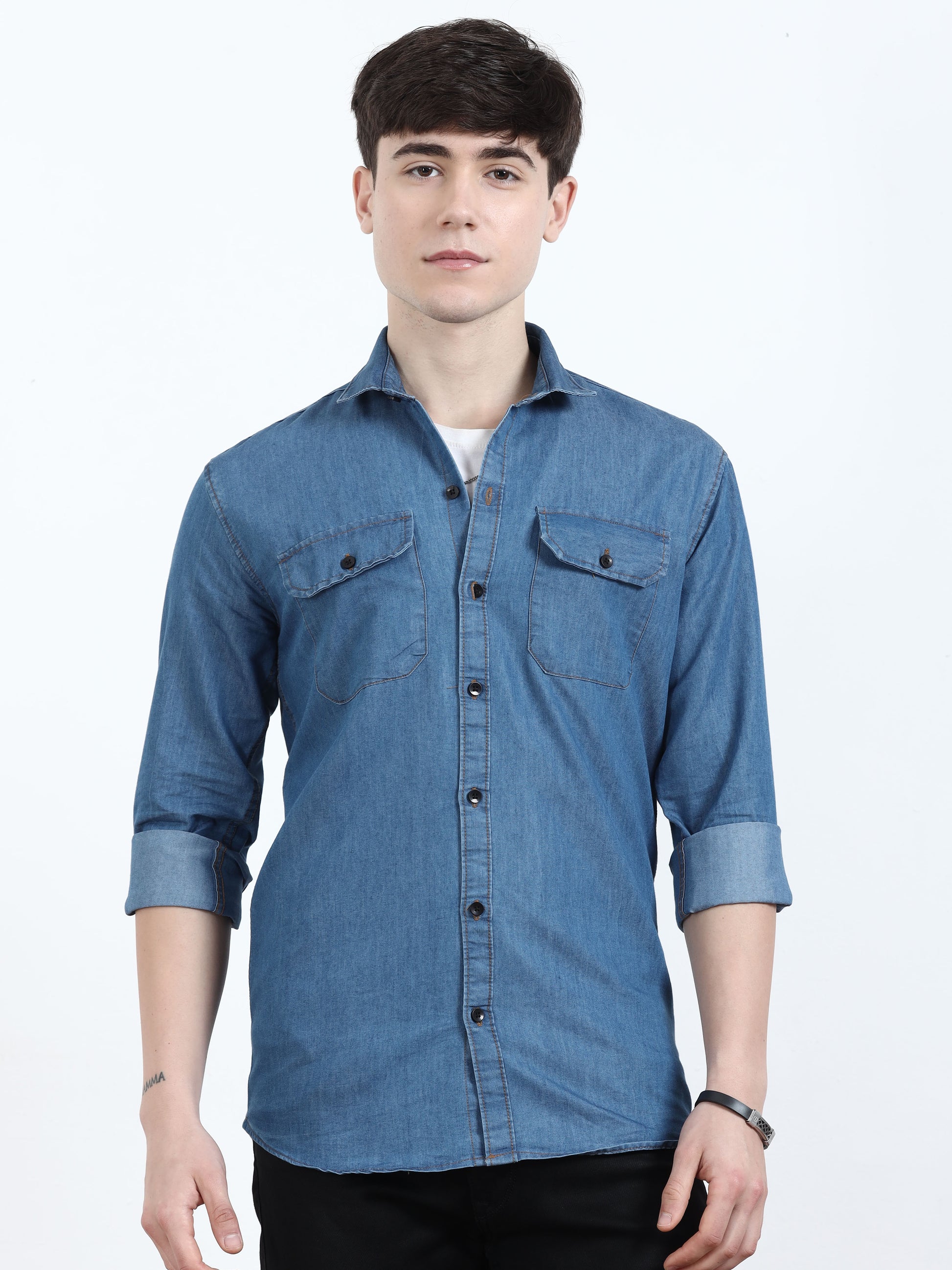 blue denim shirt For men